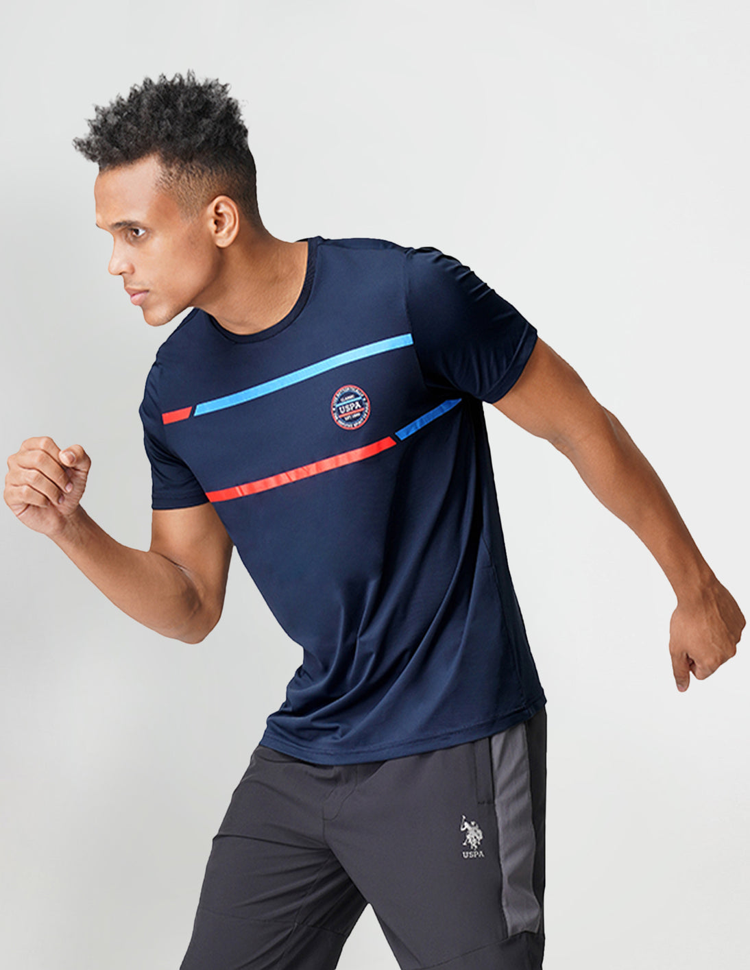 Brand Stripe Crew Neck I714 Lounge T-Shirt - Pack Of 1 Navy - U.S. POLO ASSN. | Large