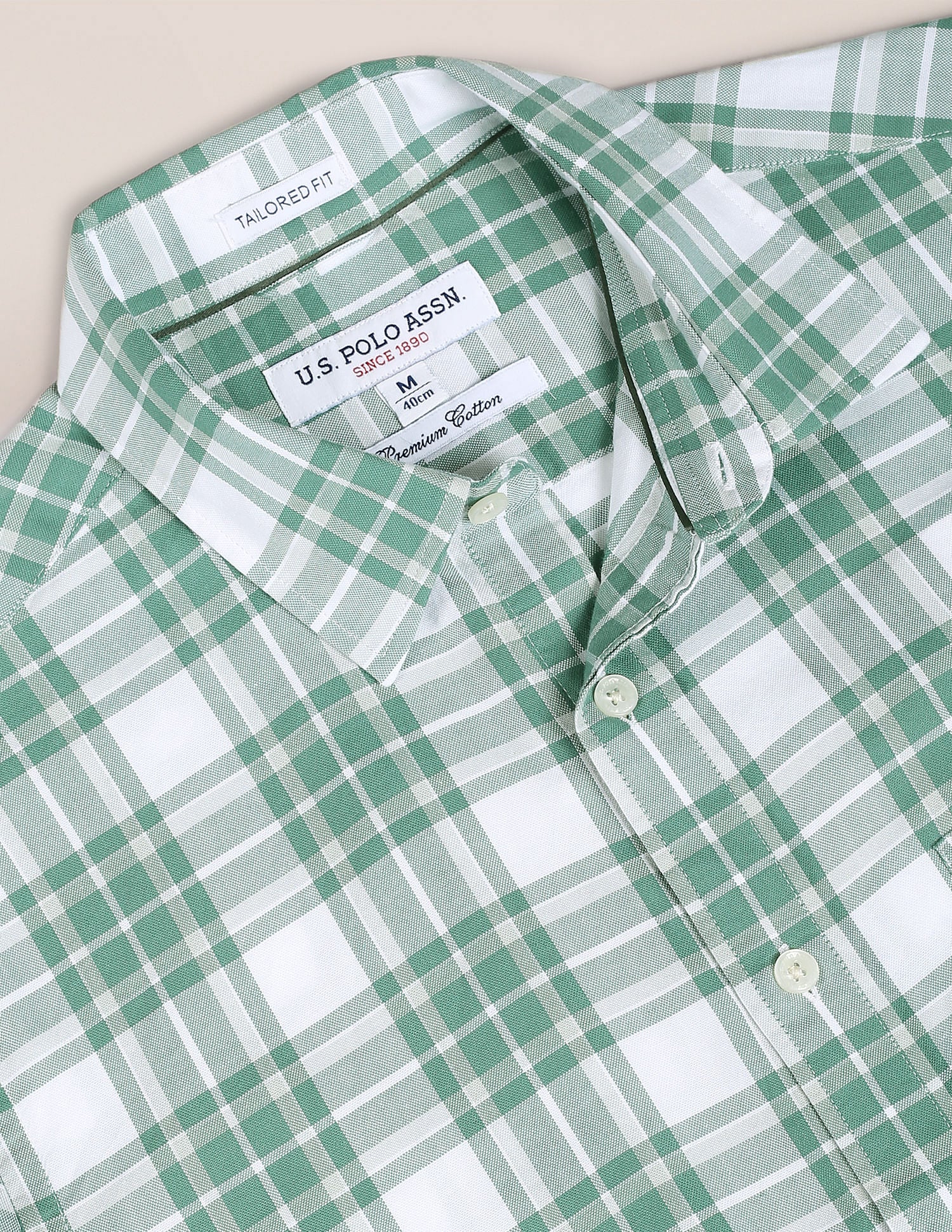 Tartan Check Cotton Shirt Green - U.S. Polo Assn. India | Large