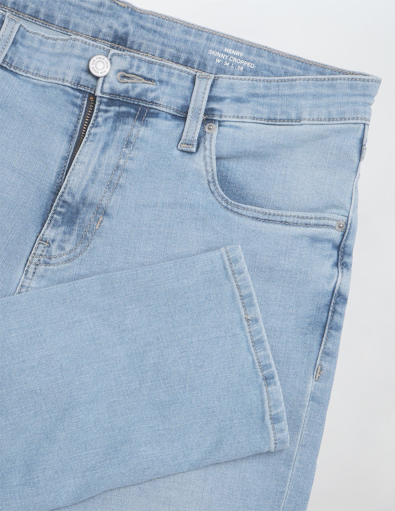 Henry Tapered Cropped Fit Blue Jeans Light Blue - U.S. Polo Assn. India | Large