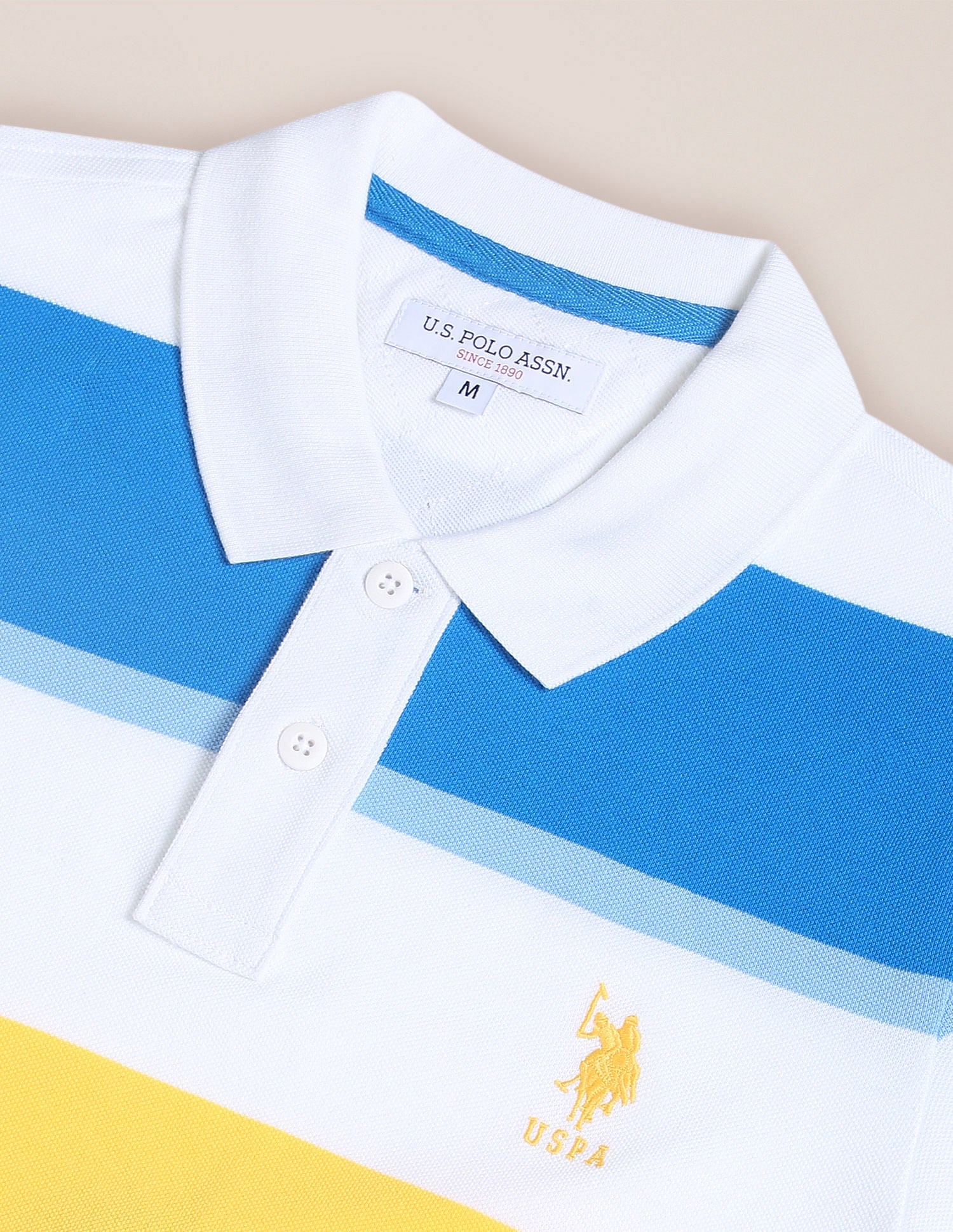 Horizontal Stripe Slim Polo Shirt White - U.S. Polo Assn. India | Large