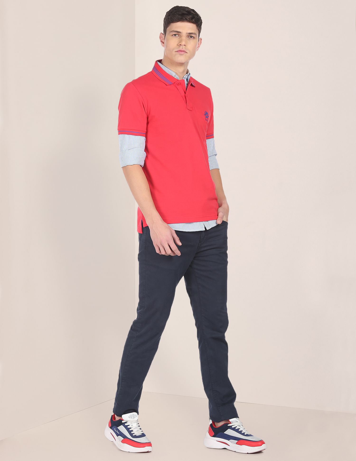 Cotton Solid Polo Shirt Coral Red - U.S. POLO ASSN. | Large