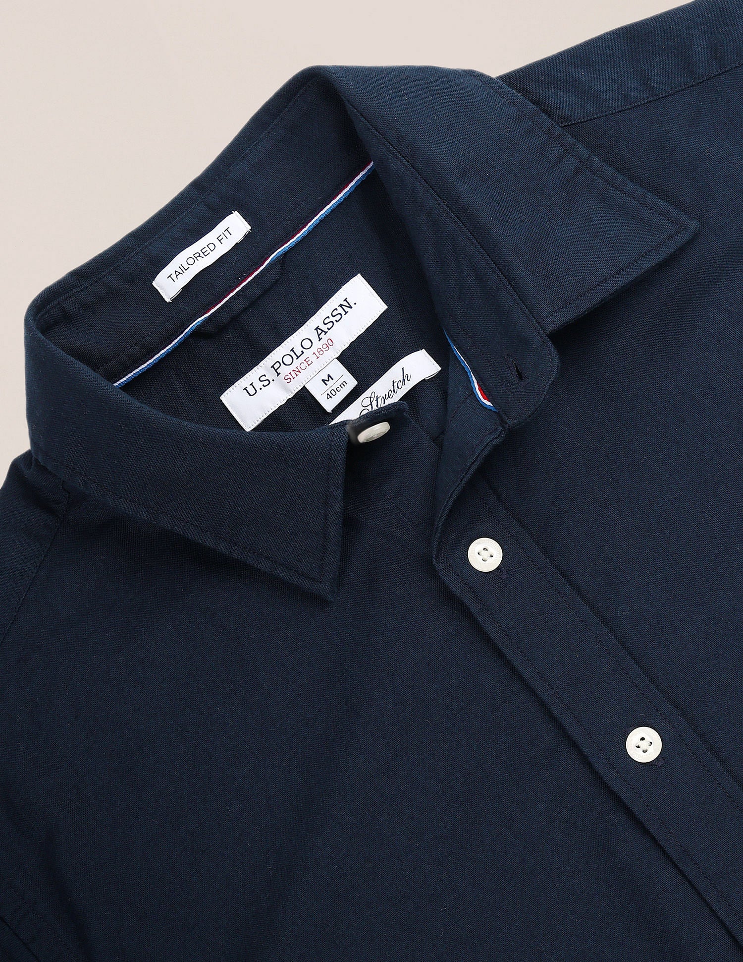 Tailored Regular Fit Cotton Stretch Shirt Navy - U.S. POLO ASSN. | Large
