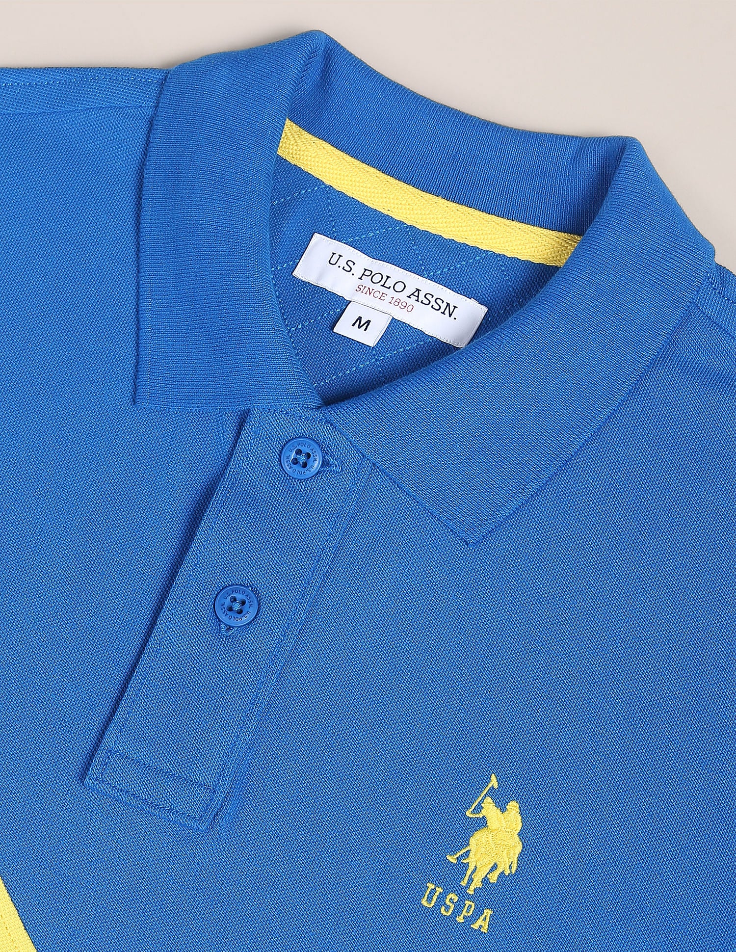 Diagonal Stripe Cotton Polo Shirt Blue - U.S. Polo Assn. India | Large