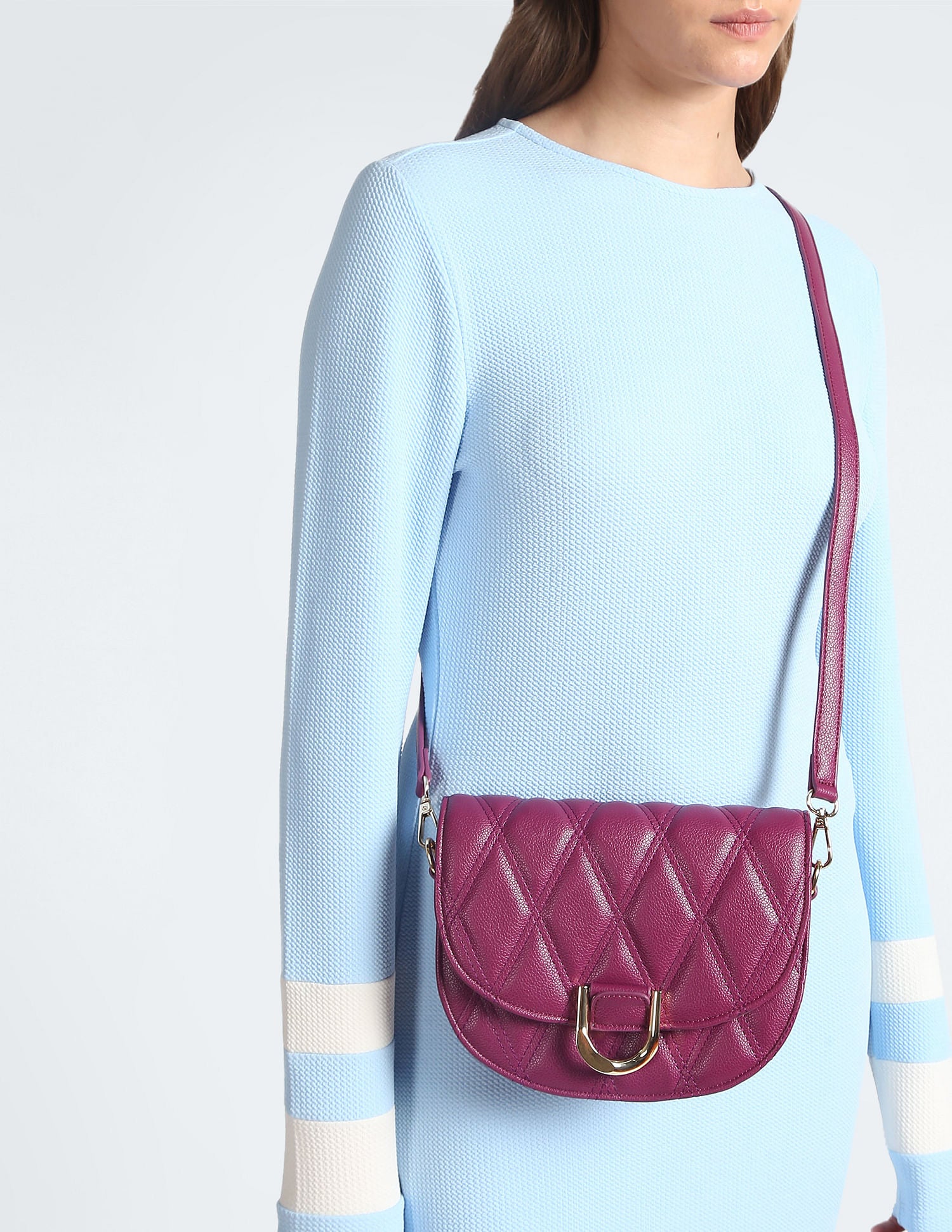 Adjustable Strap Quilted Sling Bag Magenta - U.S. POLO ASSN. | Large