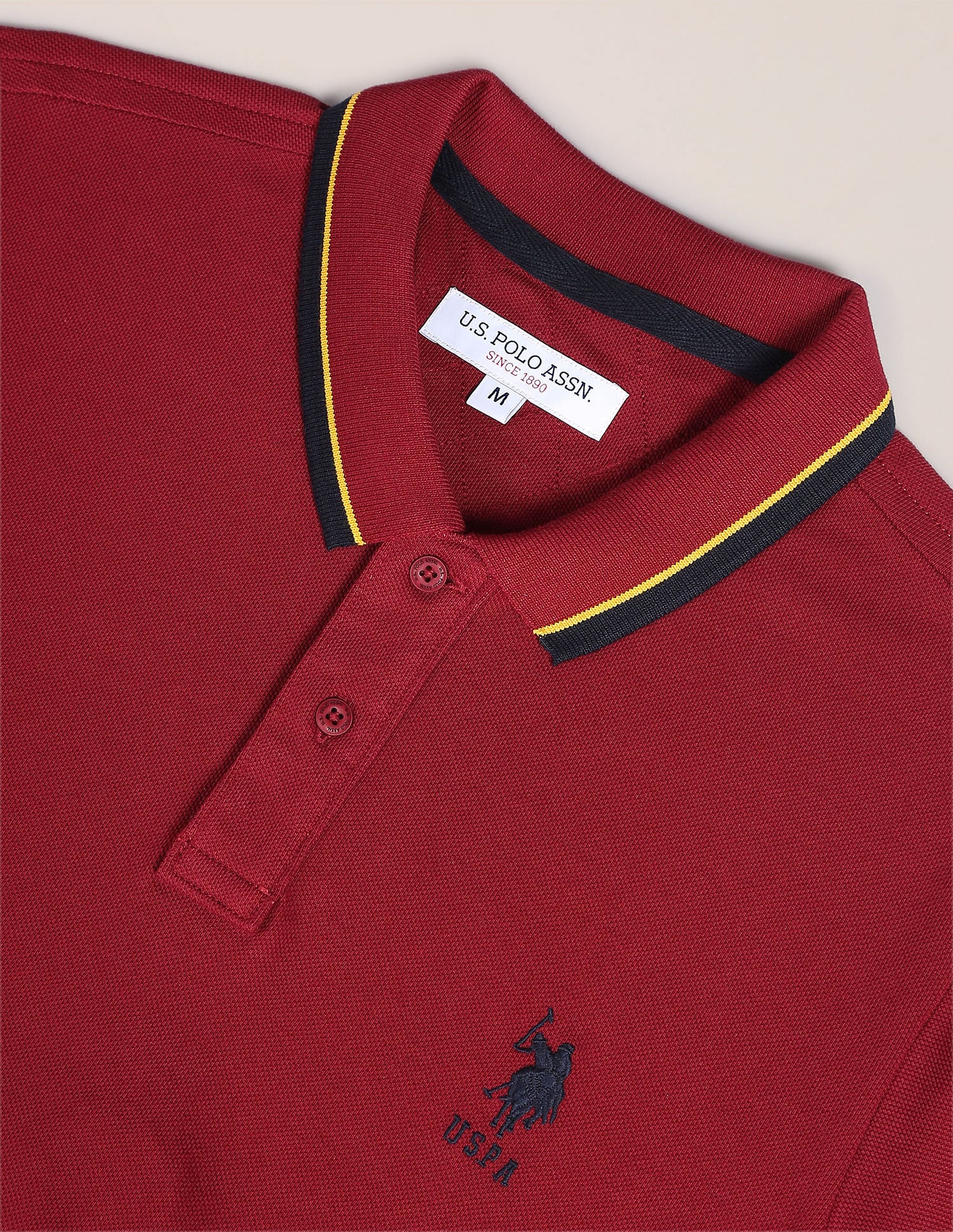Cotton Solid Polo Shirt Maroon - U.S. POLO ASSN. | Large