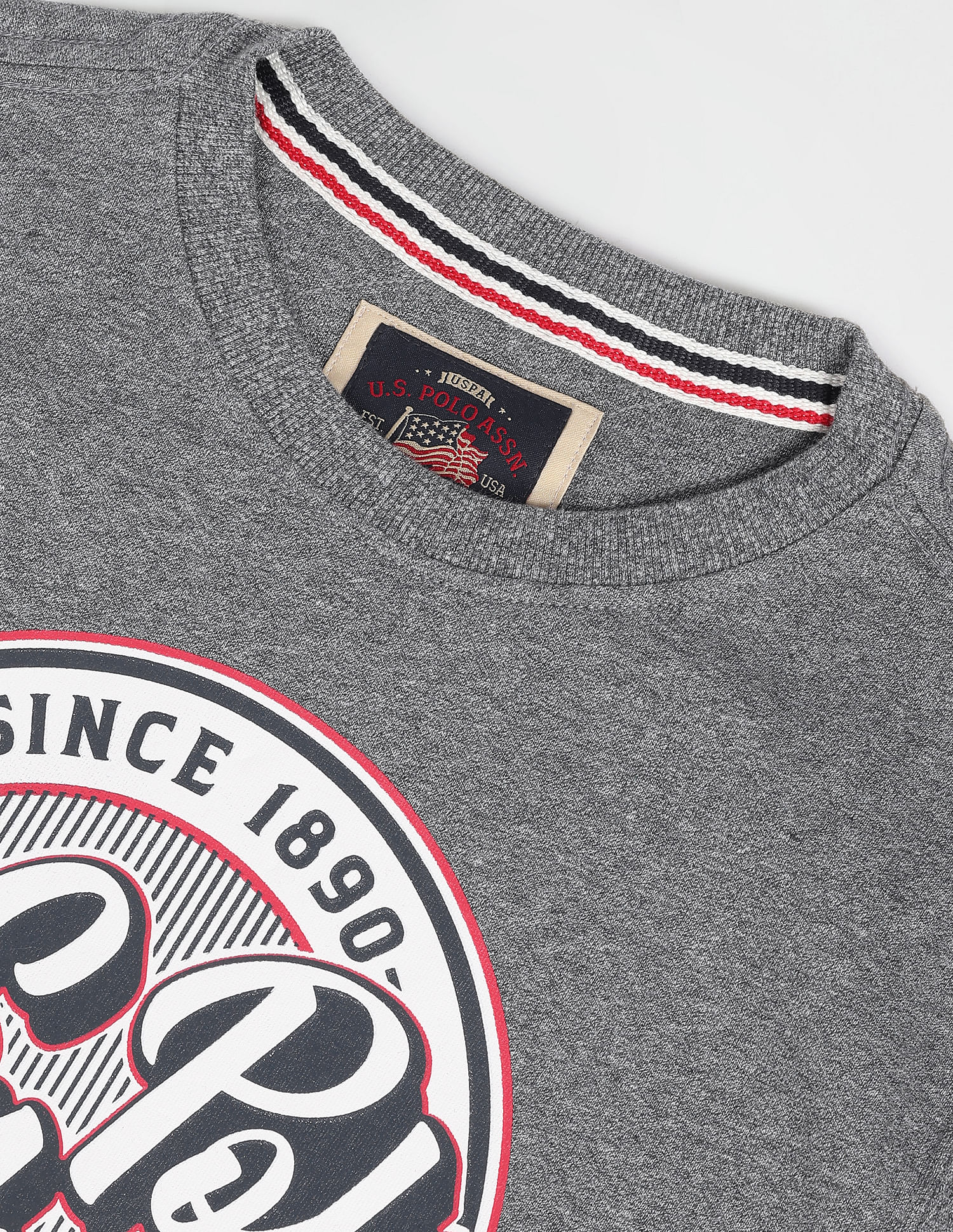 Crew Neck Brand Print Sweatshirt Dark Grey - U.S. POLO ASSN. | Large