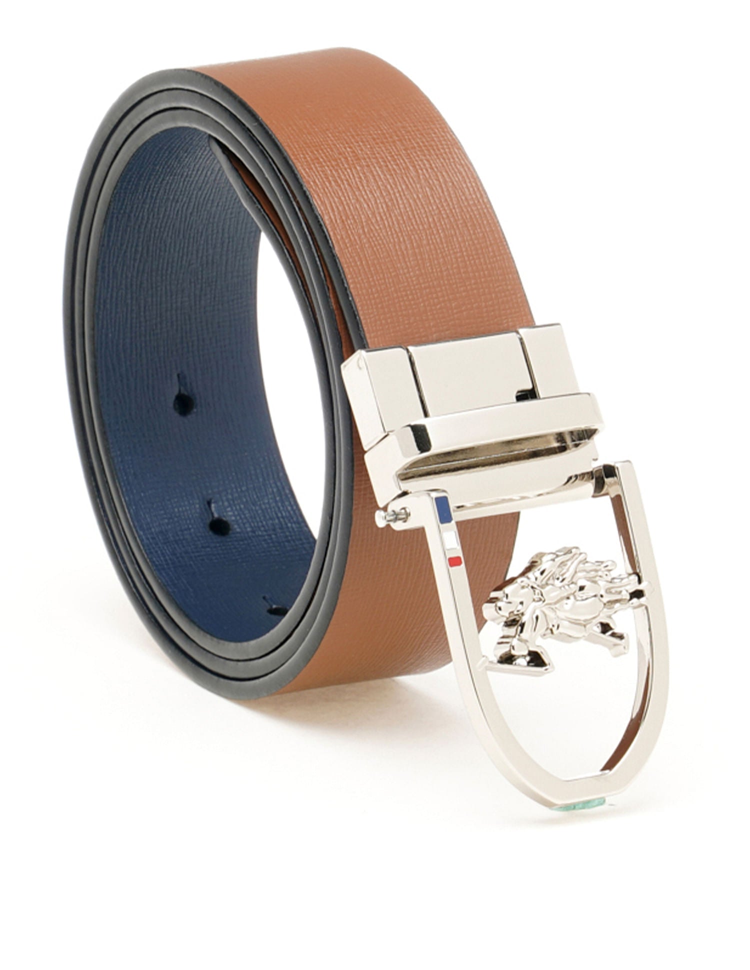 Men Leather Reversible Belt Blue and Brown - U.S. Polo Assn. India | Large