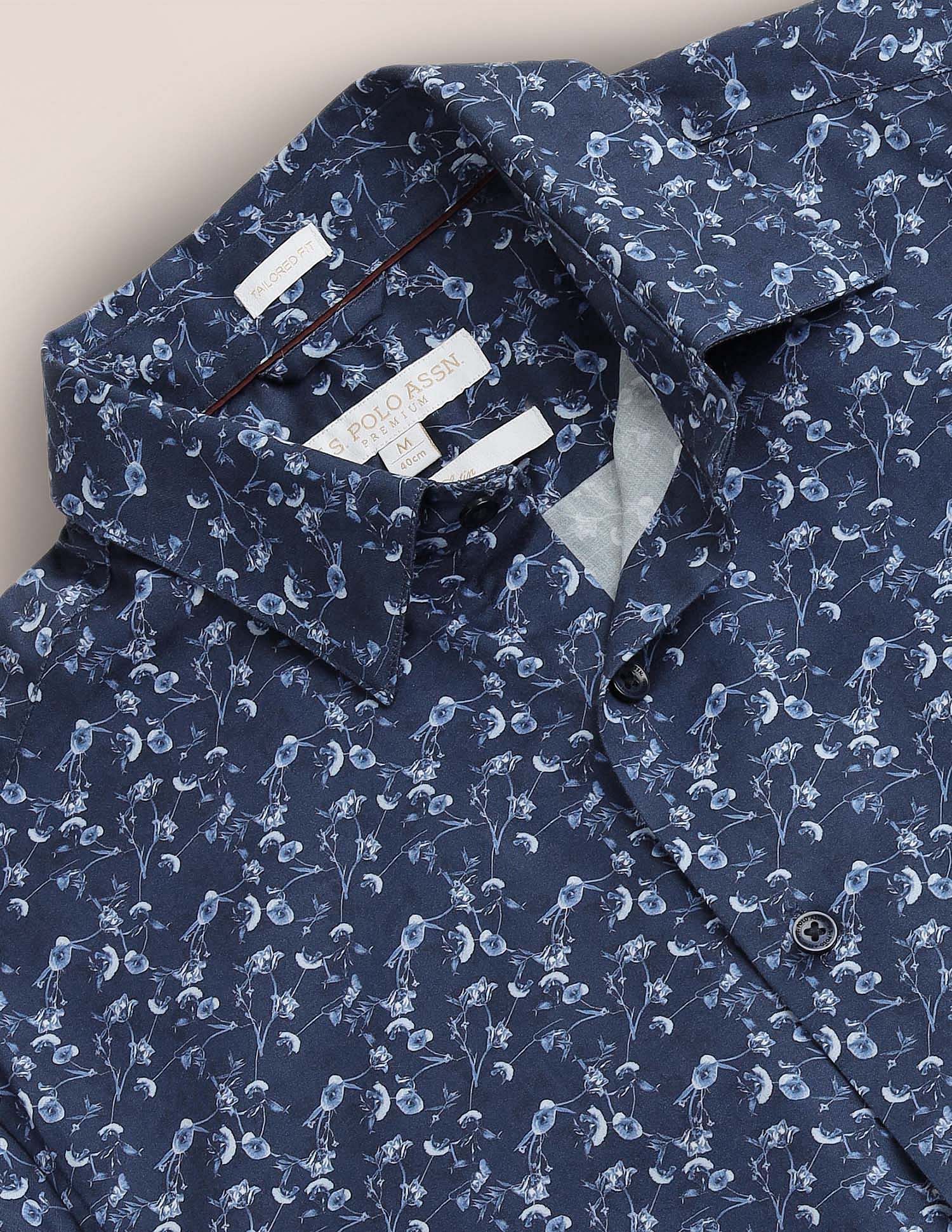 Floral Print Tailored Fit Shirt Navy - U.S. POLO ASSN. | Large