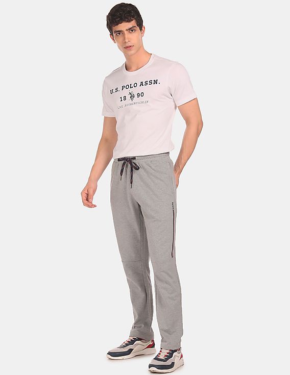 Men Grey I673 Comfort Fit Solid Cotton Polyester Lounge Pants - Pack Of 1 Grey - U.S. POLO ASSN. | Large