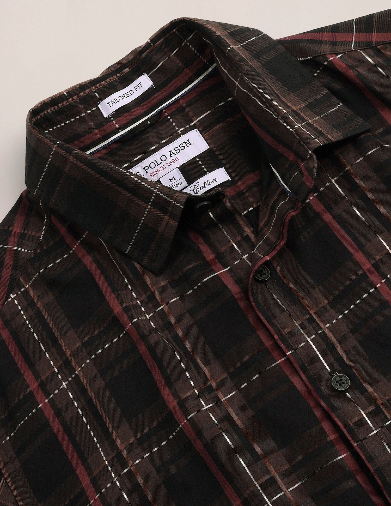 Tartan Check Tailored Fit Shirt Brown - U.S. POLO ASSN. | Large