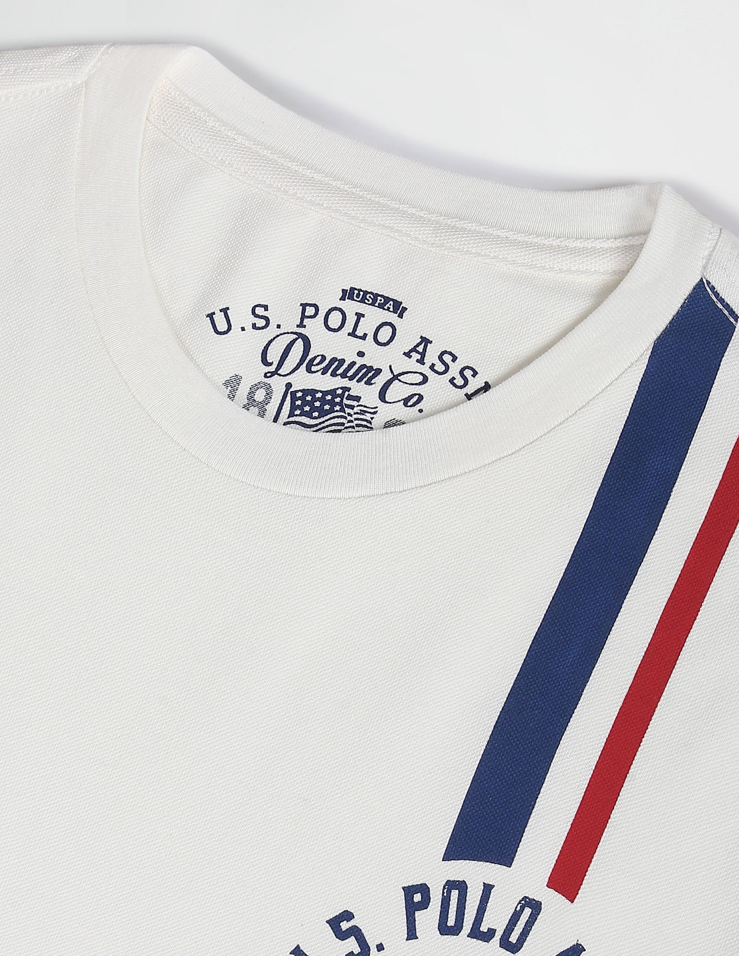 Pure Cotton Vertical Stripe T-Shirt White - U.S. POLO ASSN. | Large