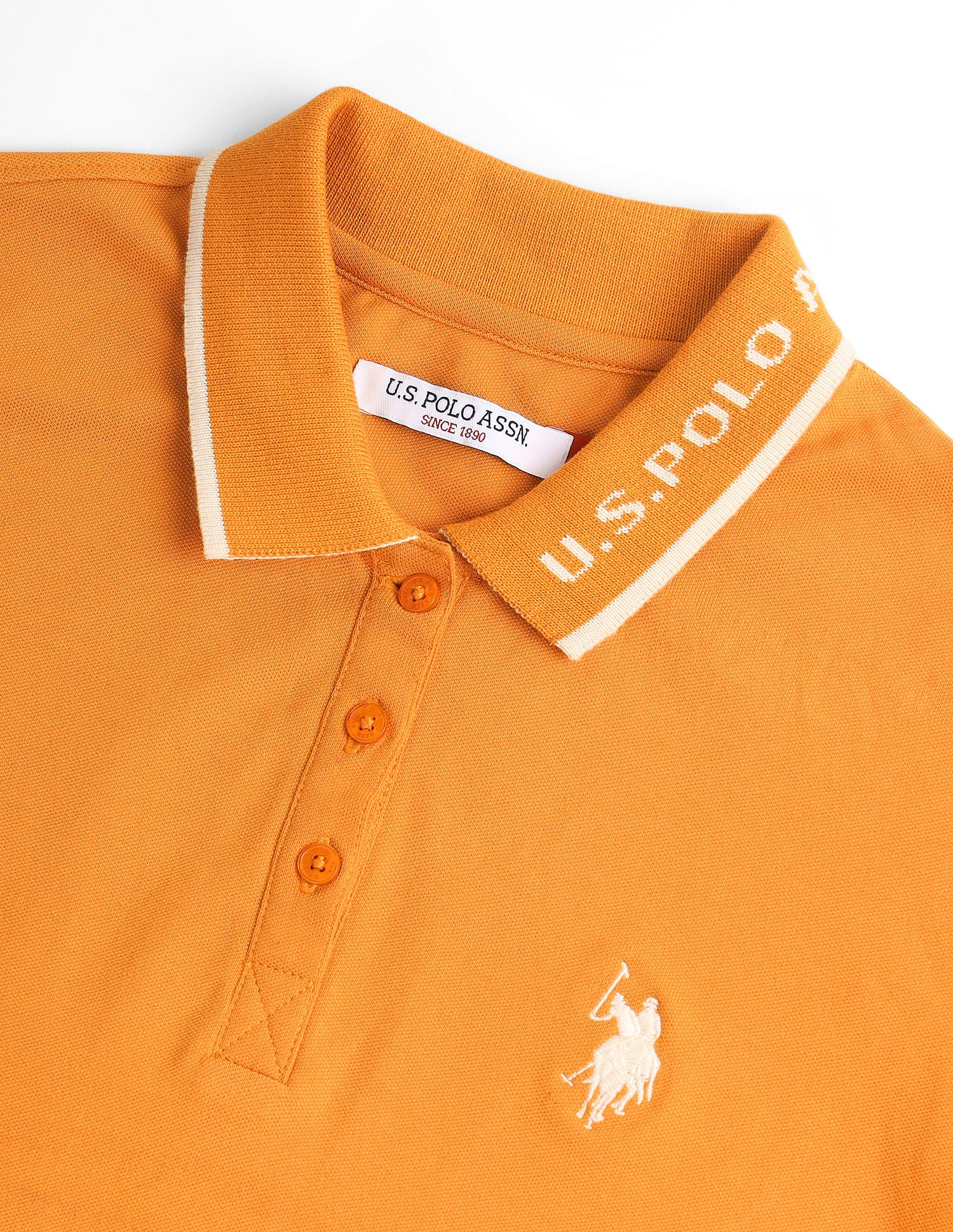 Logo Collar Pique Polo Shirt Mustard - U.S. Polo Assn. India | Large