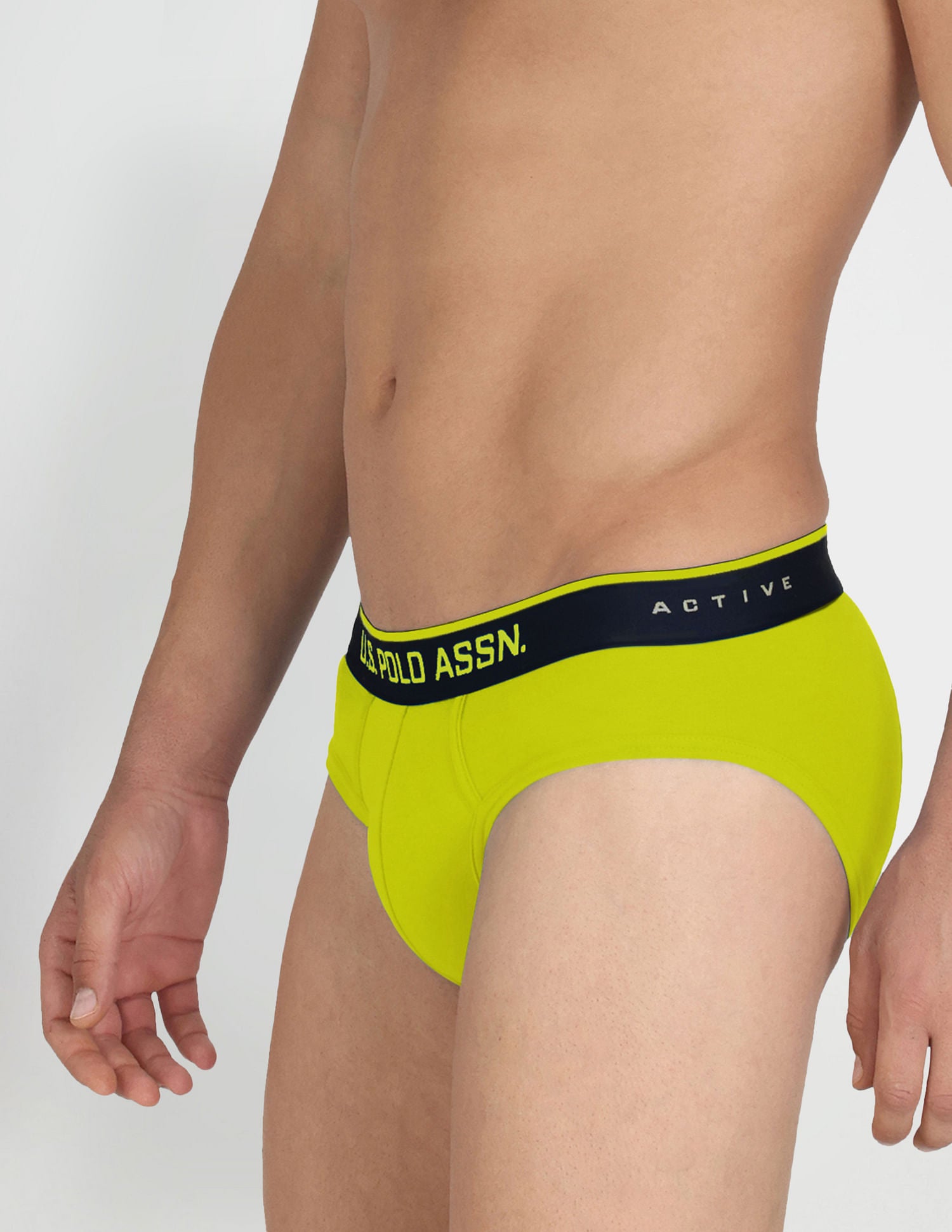 Mid Rise Solid I706 Active Briefs - Pack Of 1 Lime Green - U.S. POLO ASSN. | Large
