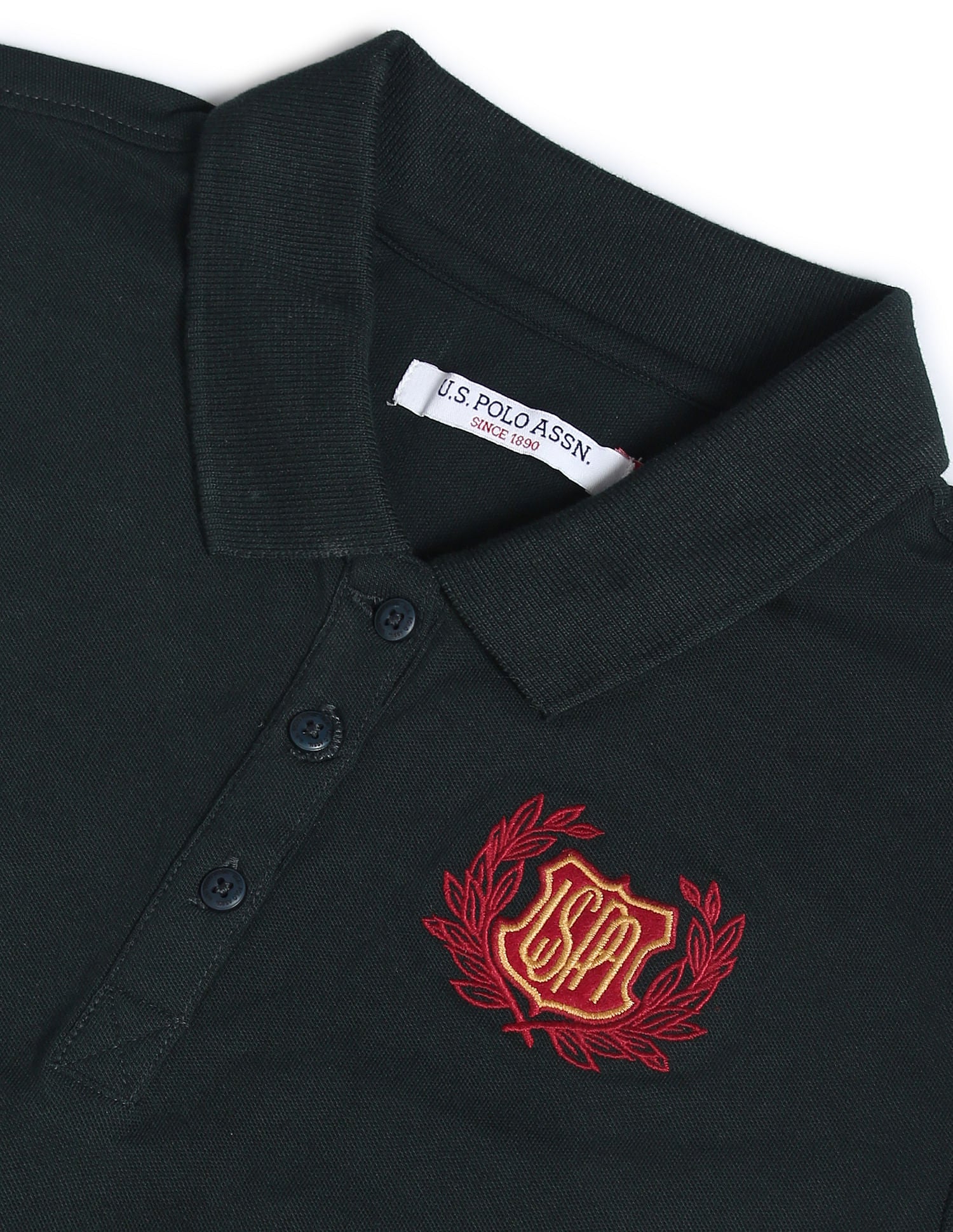 Brand Embroidered Pique Polo Shirt Dark Green - U.S. POLO ASSN. | Large