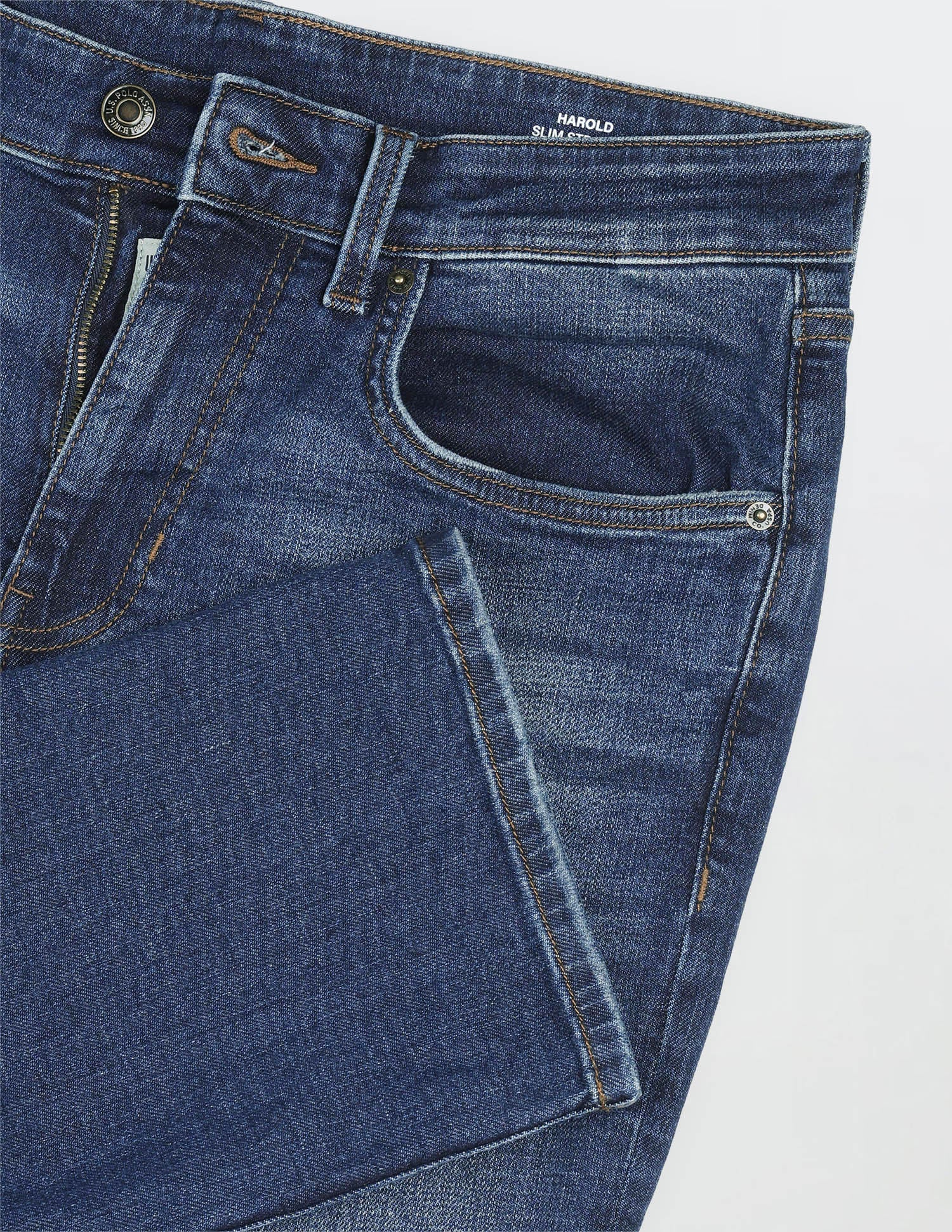 Harold Slim Straight Fit Blue Jeans Mid Blue - U.S. Polo Assn. India | Large