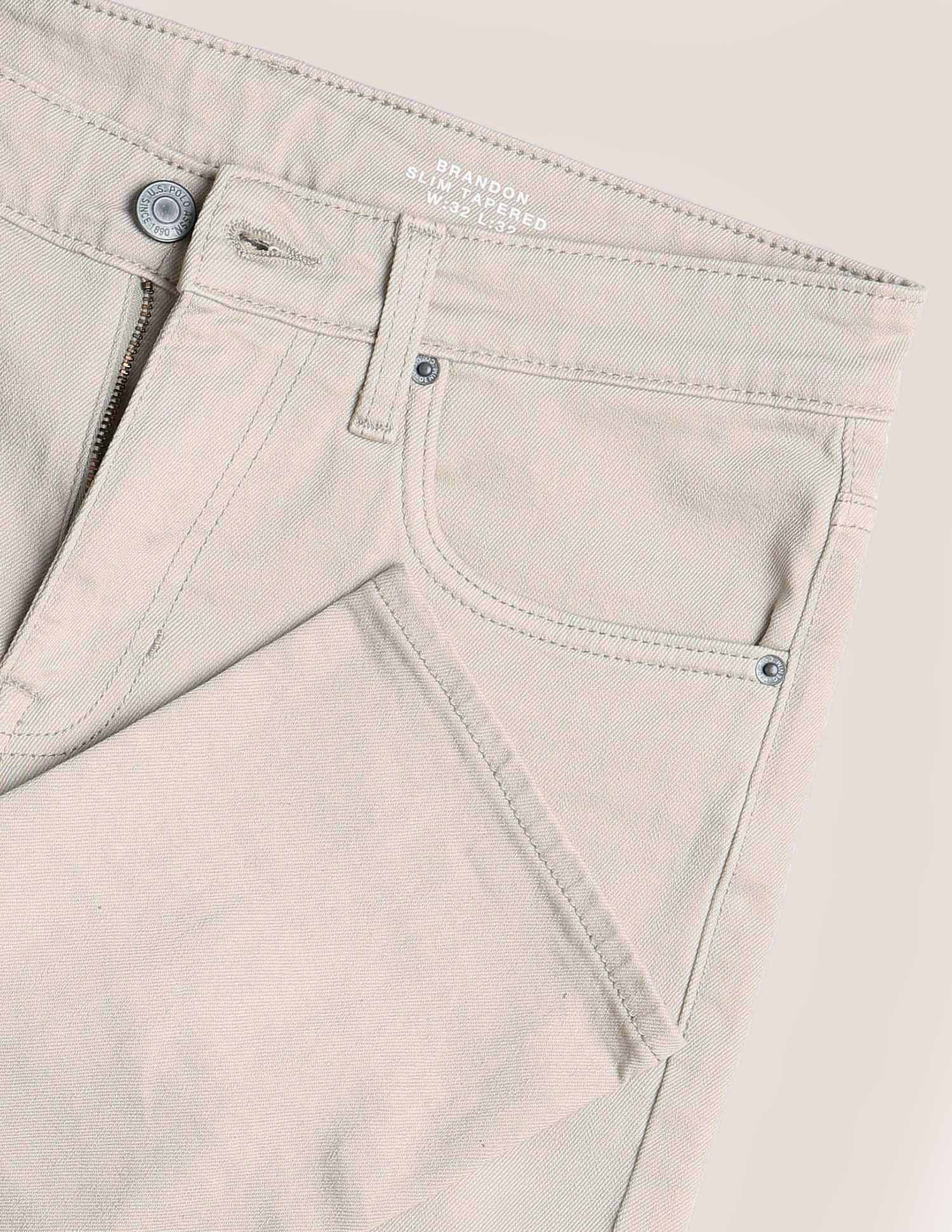 Brandon Slim Tapered Fit Beige Jeans Light Beige - U.S. POLO ASSN. | Large