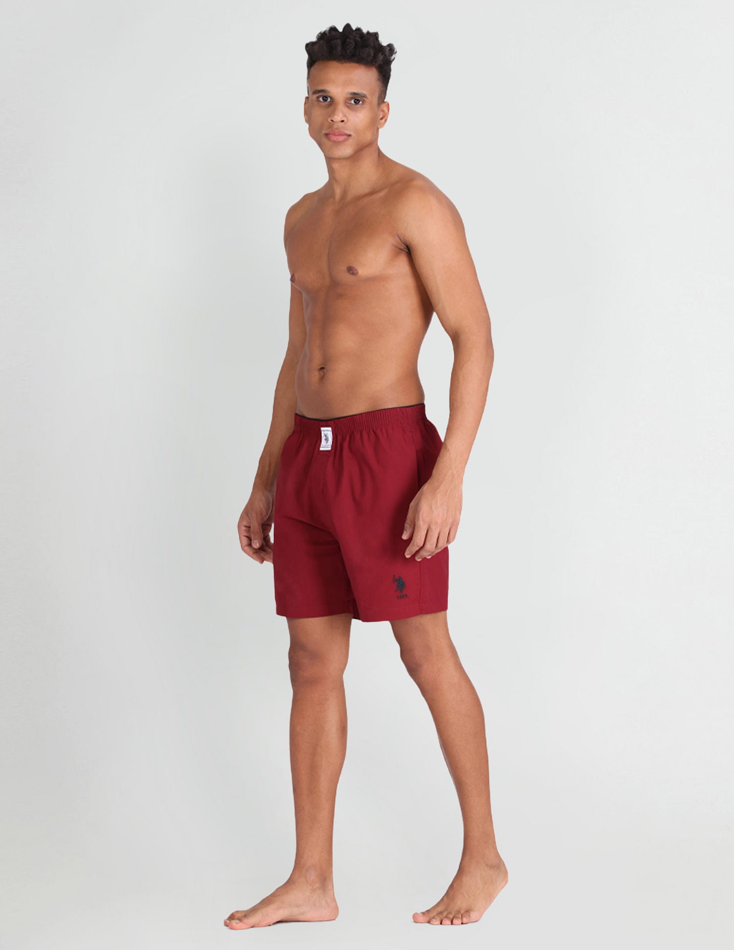Pure Cotton Brushed Elastic I108 Boxers - Pack Of 1 Maroon - U.S. POLO ASSN. | Large