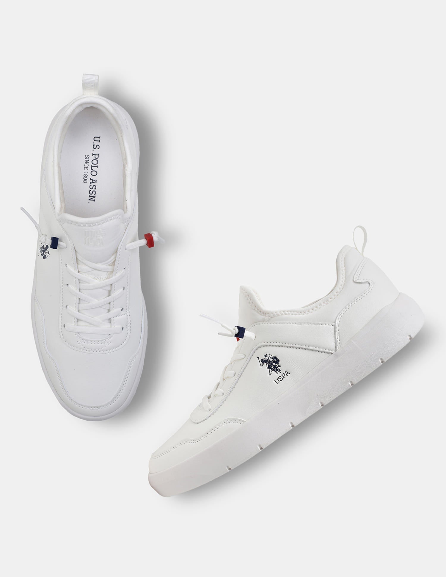 Round Toe Lace Ups Barclay Sneakers White - U.S. Polo Assn. India | Large