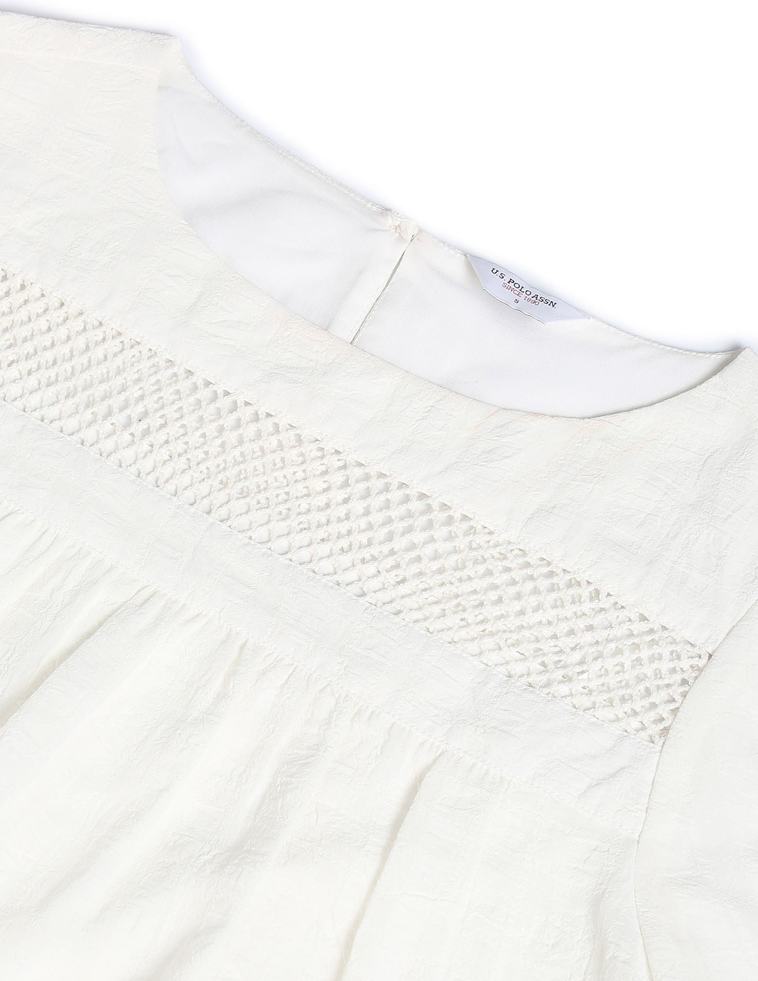 Lace Detail Bell Sleeve Top White - U.S. Polo Assn. India | Large
