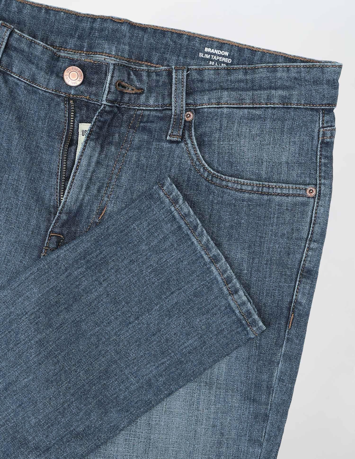 Brandon Slim Tapered Fit Stone Washed Jeans Indigo - U.S. POLO ASSN. | Large