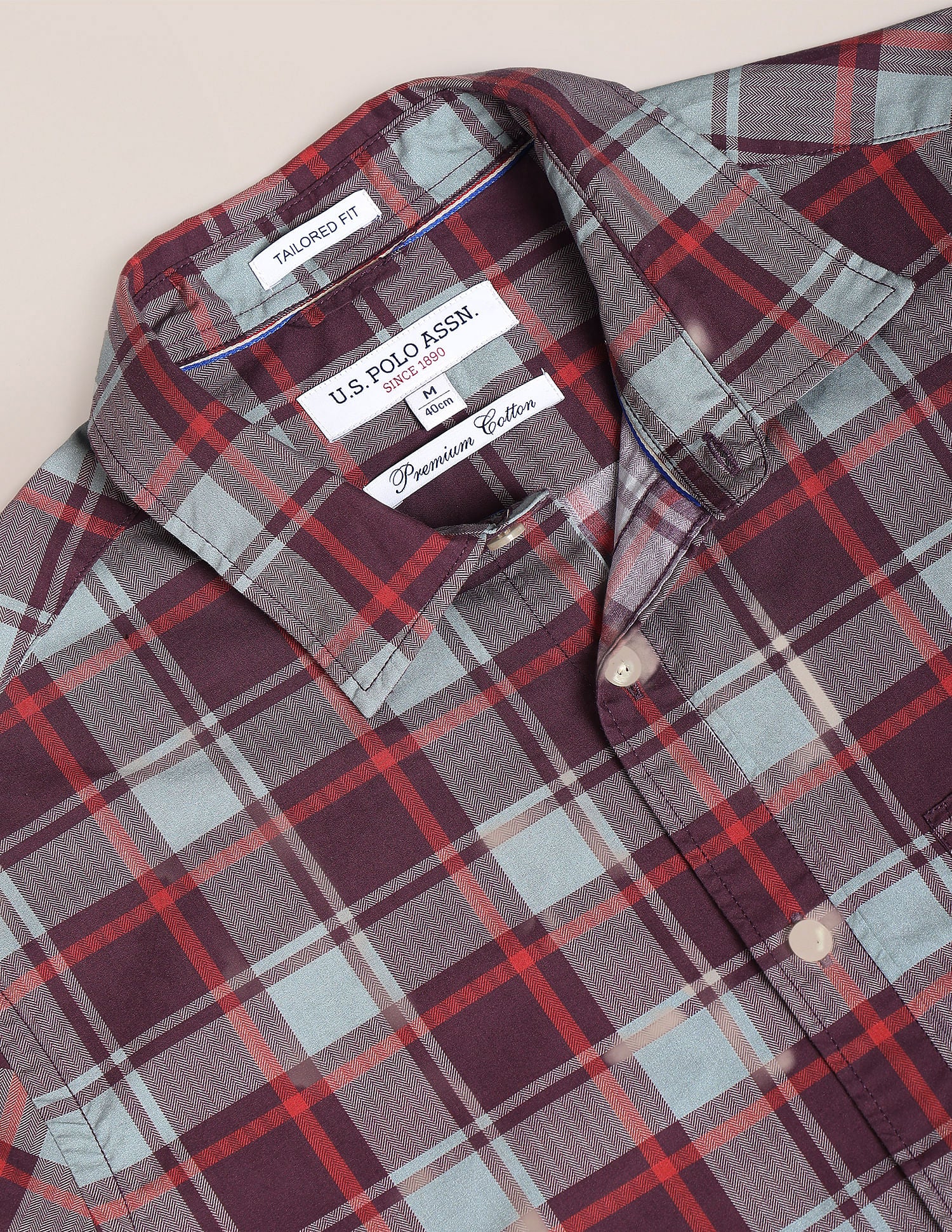 Tartan Check Herringbone Shirt Brown - U.S. Polo Assn. India | Large