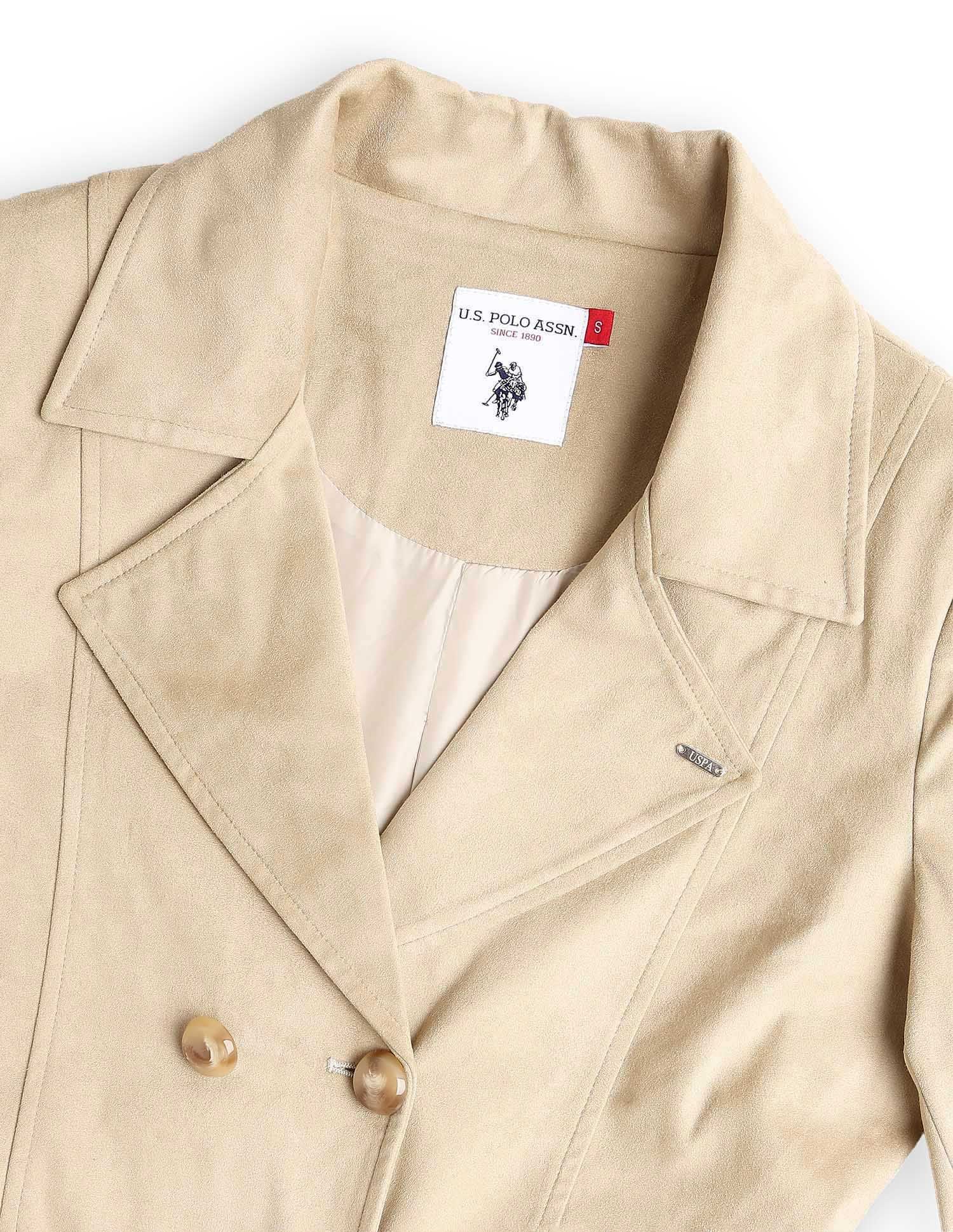 Double Breasted Notch Lapel Collar Coat Grey - U.S. POLO ASSN. | Large