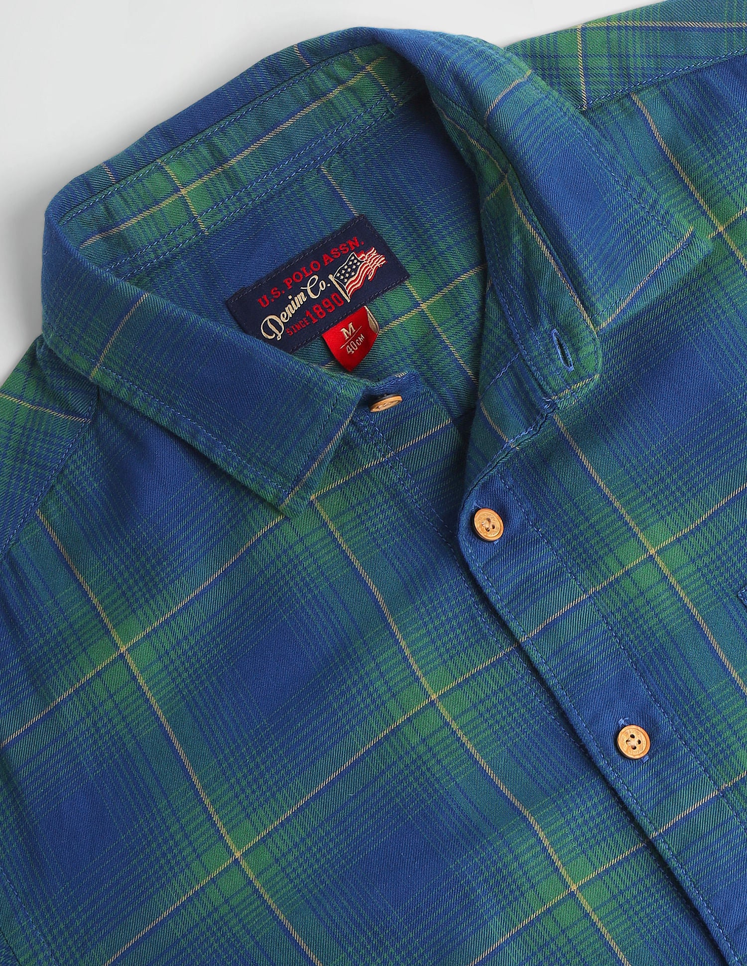 Tartan Check Twill Shirt Blue and Green - U.S. Polo Assn. India | Large