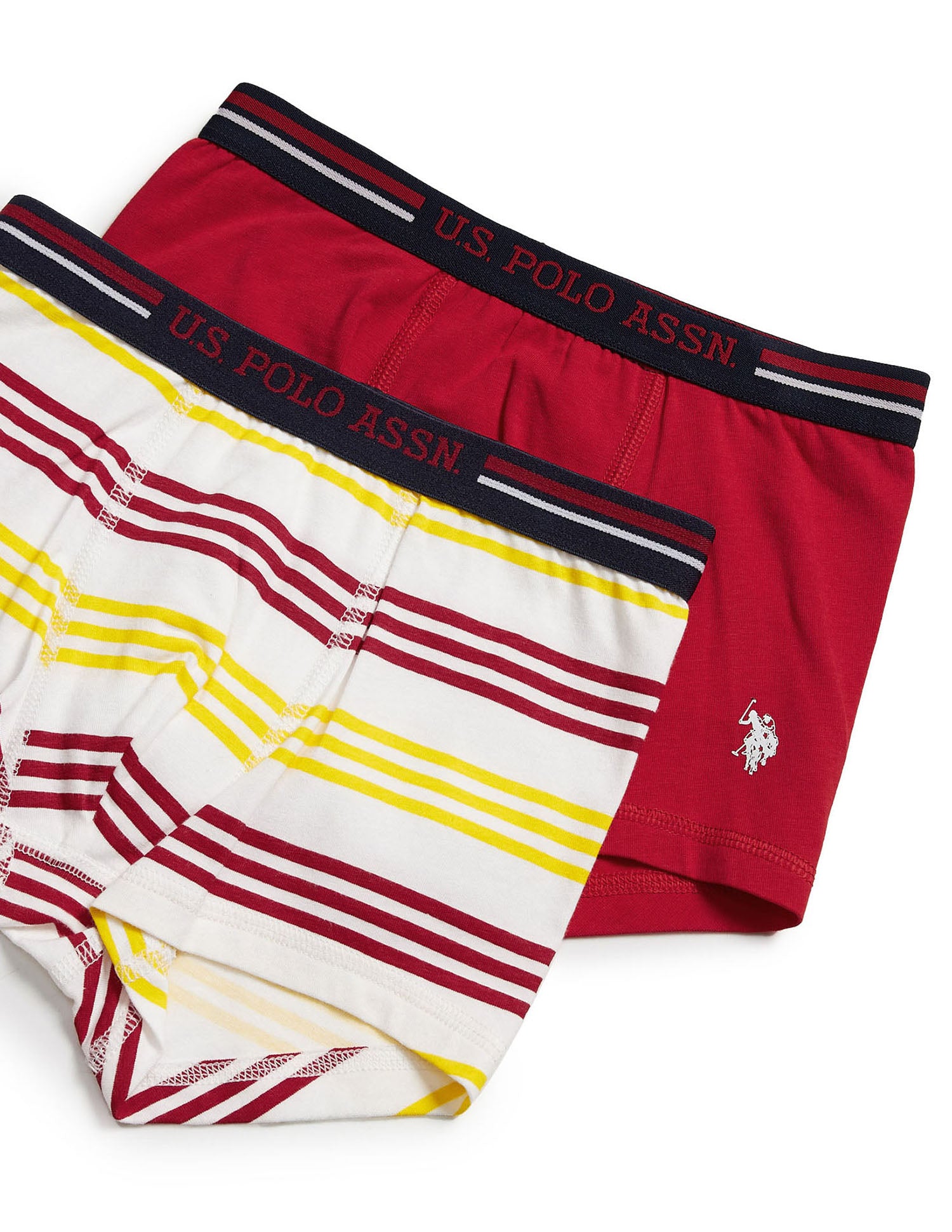 Mid Rise Cotton Spandex EKT02 Trunks - Pack Of 2 Red and White - U.S. POLO ASSN. | Large