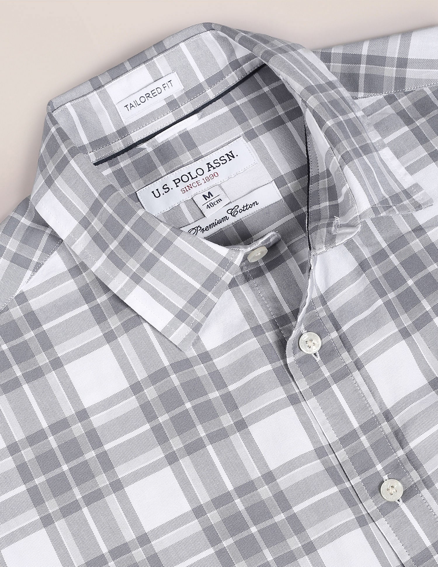 Premium Cotton Tartan Check Shirt Grey - U.S. POLO ASSN. | Large