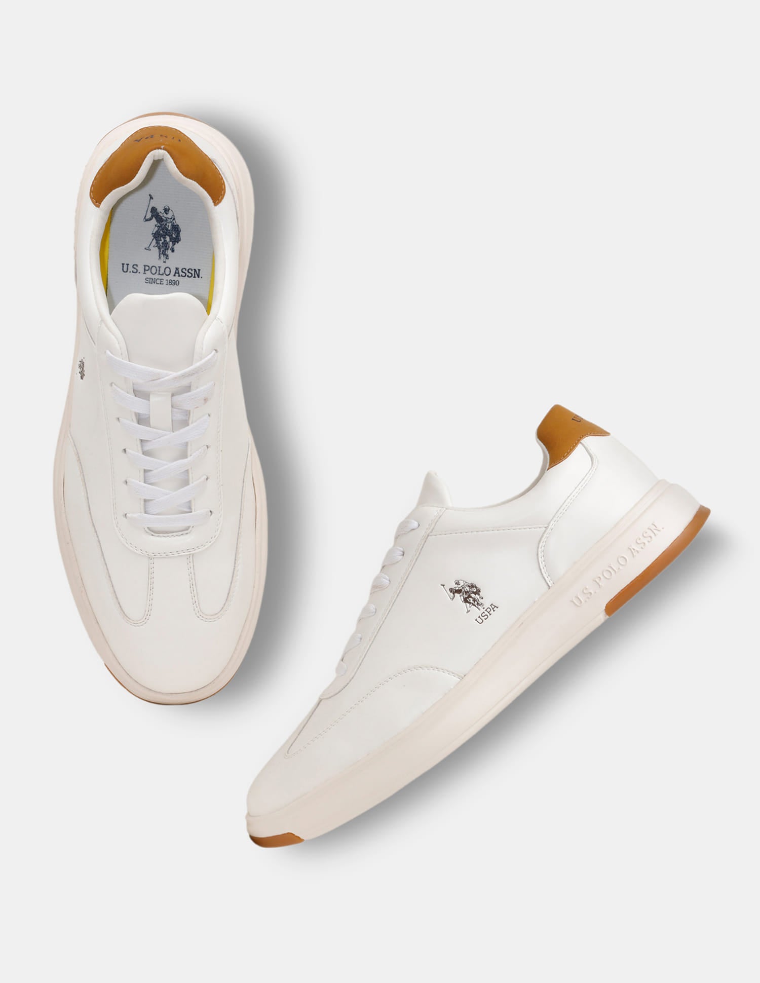 Round Toe Lace Ups Como 2.0 Sneakers White - U.S. Polo Assn. India | Large