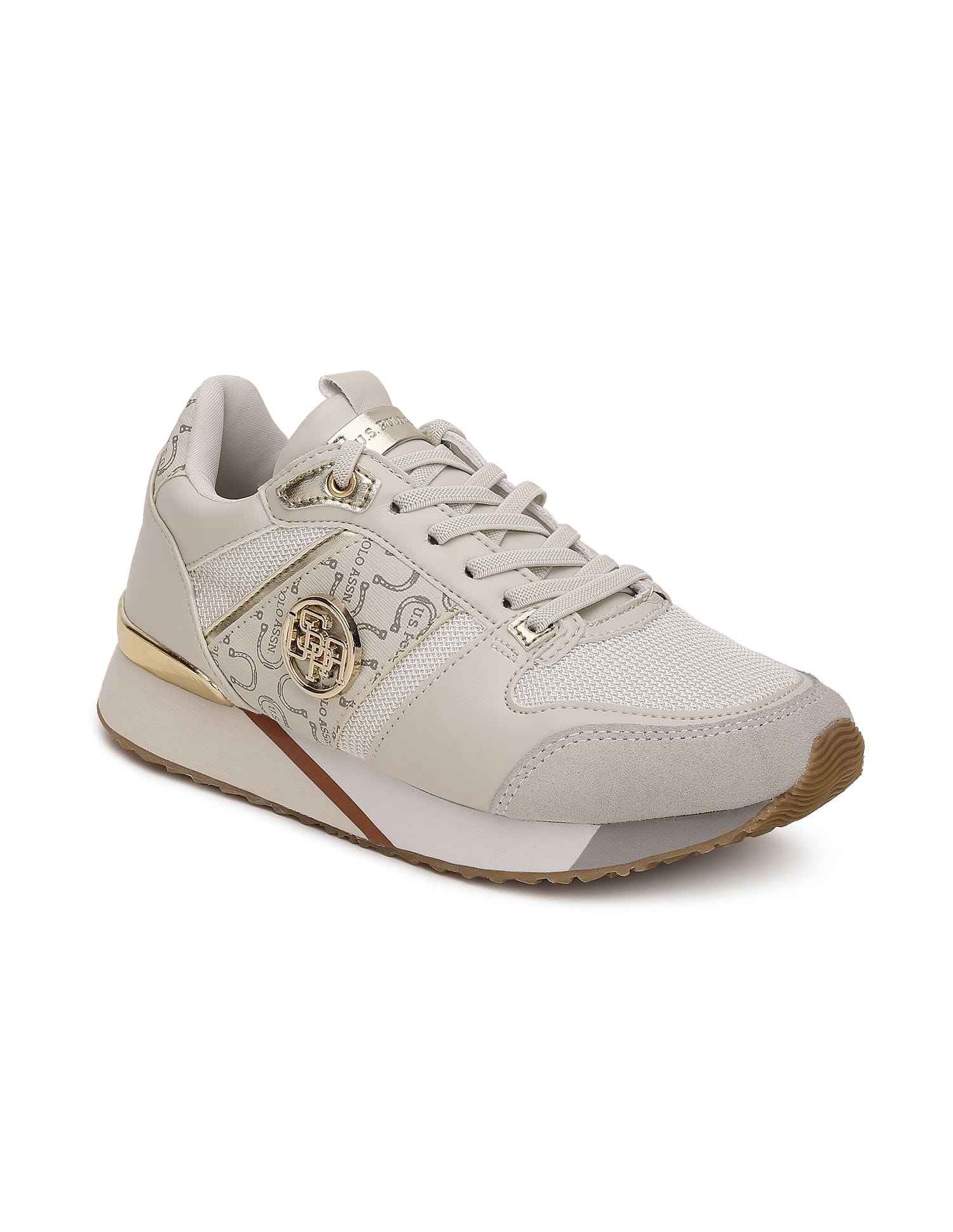 Stella Nude Monogram Print Sneakers Shoes Beige - U.S. Polo Assn. India | Large