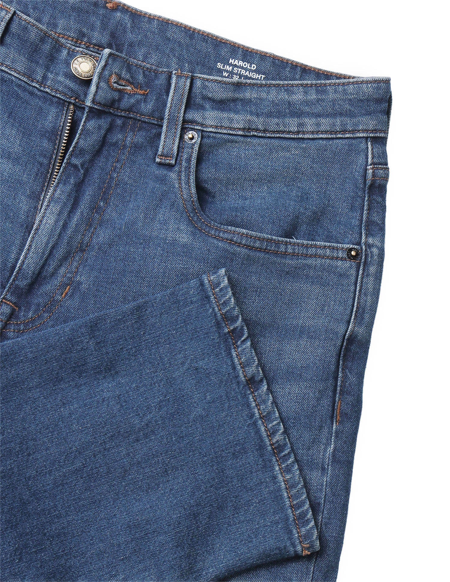 Harold Slim Straight Fit Blue Jeans Mid Blue - U.S. Polo Assn. India | Large