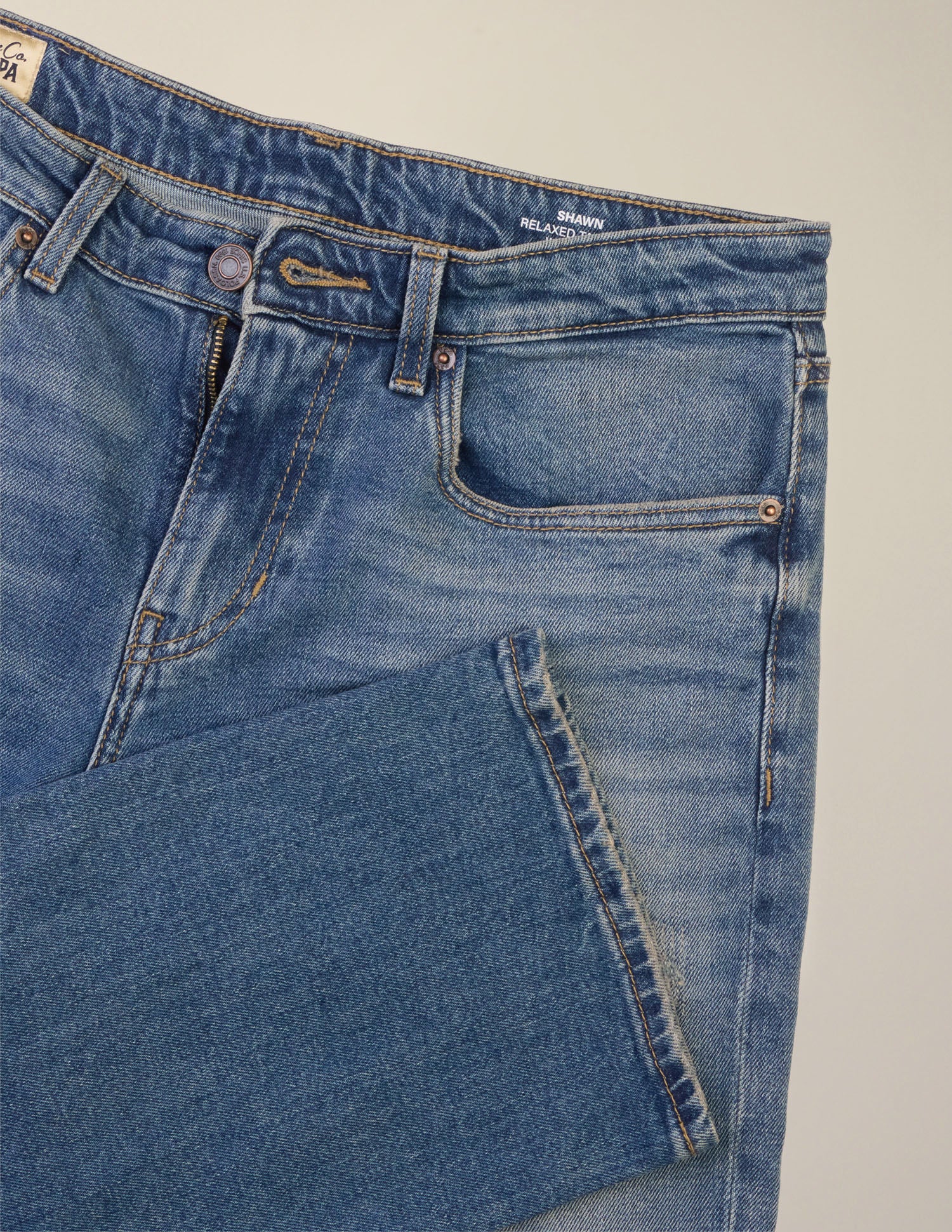 Shawn Relaxed Fit Blue Distressed Jeans Mid Blue - U.S. Polo Assn. India | Large