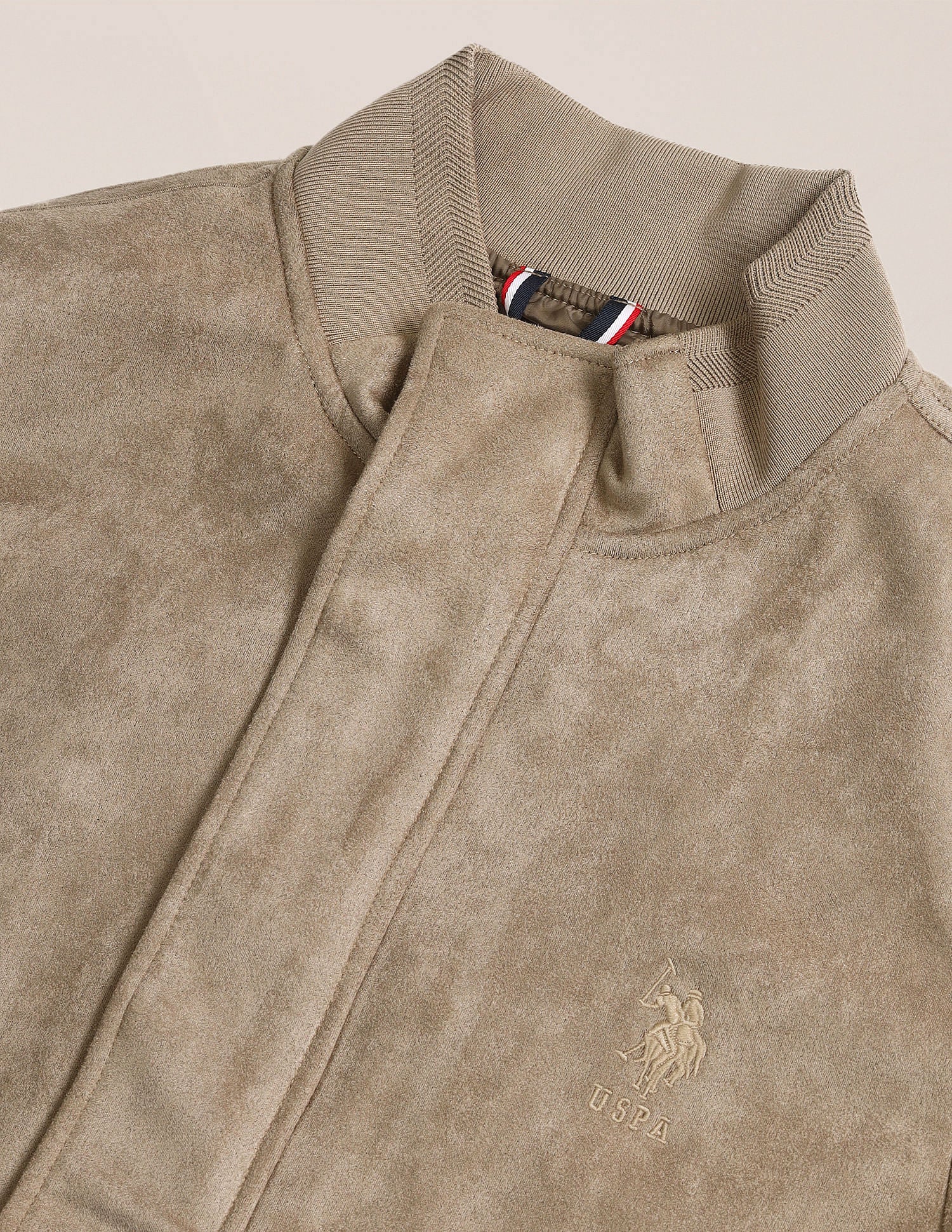 Regular Fit Suede Casual Jacket Khakhi - U.S. POLO ASSN. | Large