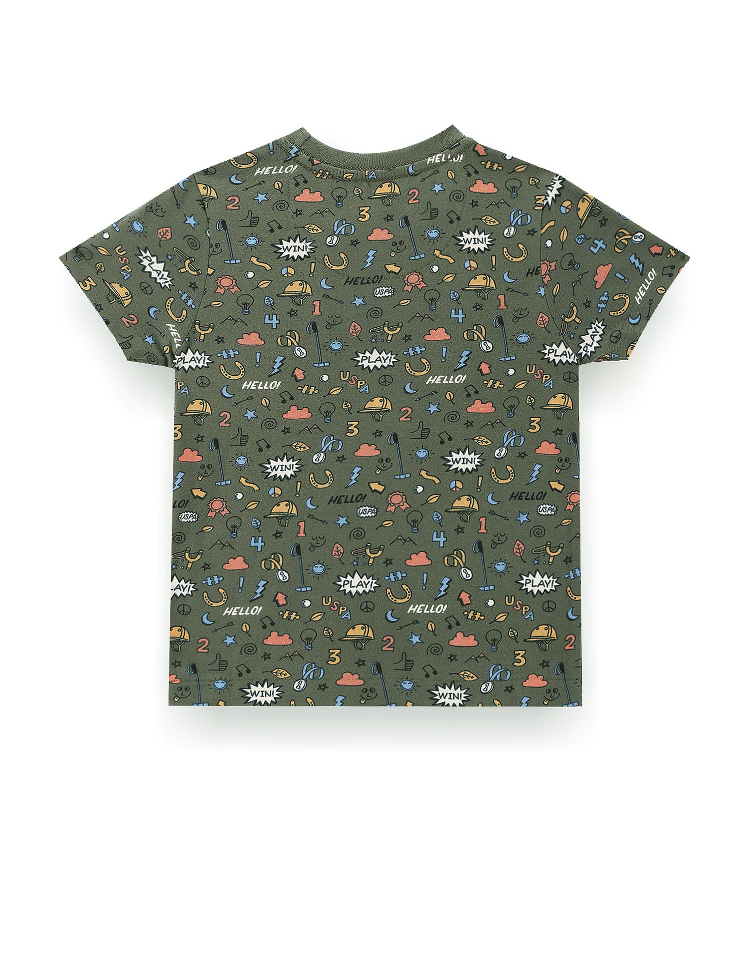 Boys Graphic Print Cotton T-Shirt Olive - U.S. POLO ASSN. | Large