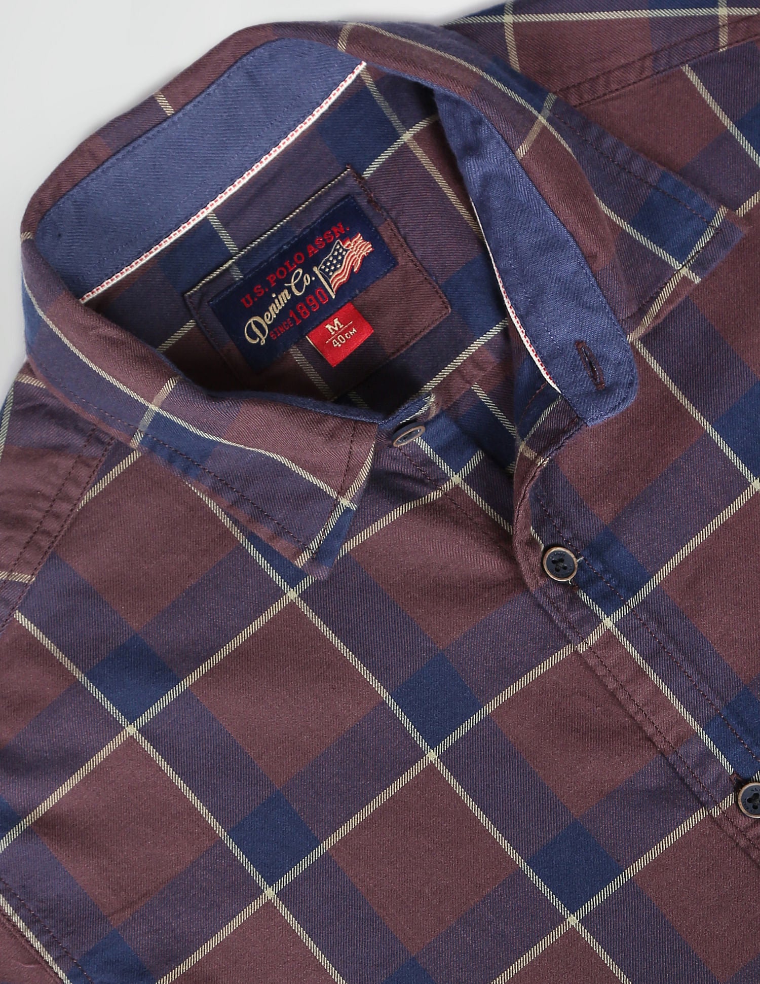 Cotton Plaid Check Twill Casual Shirt Rust - U.S. Polo Assn. India | Large
