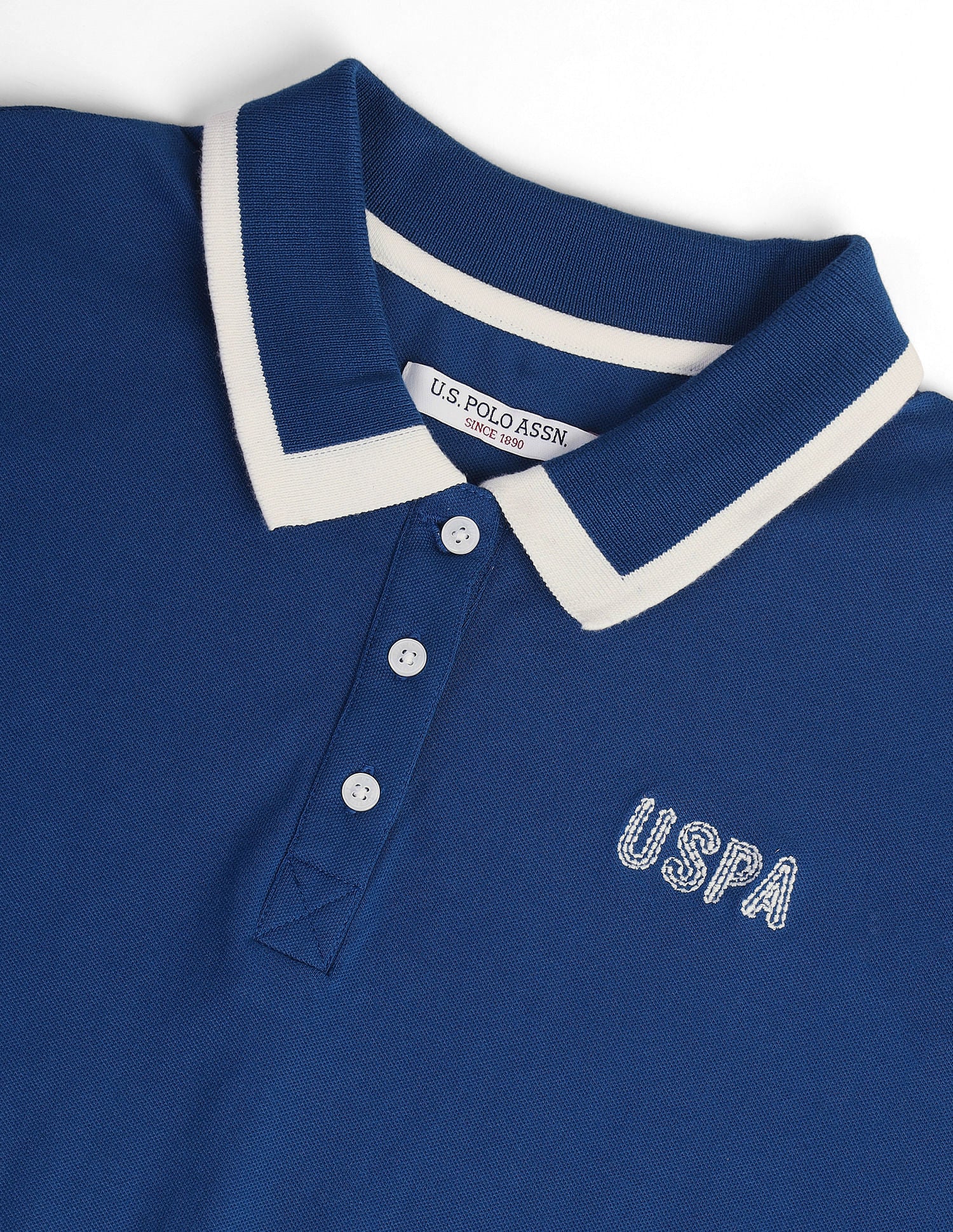 Cotton Stretch Tipped Polo Shirt Blue - U.S. POLO ASSN. | Large