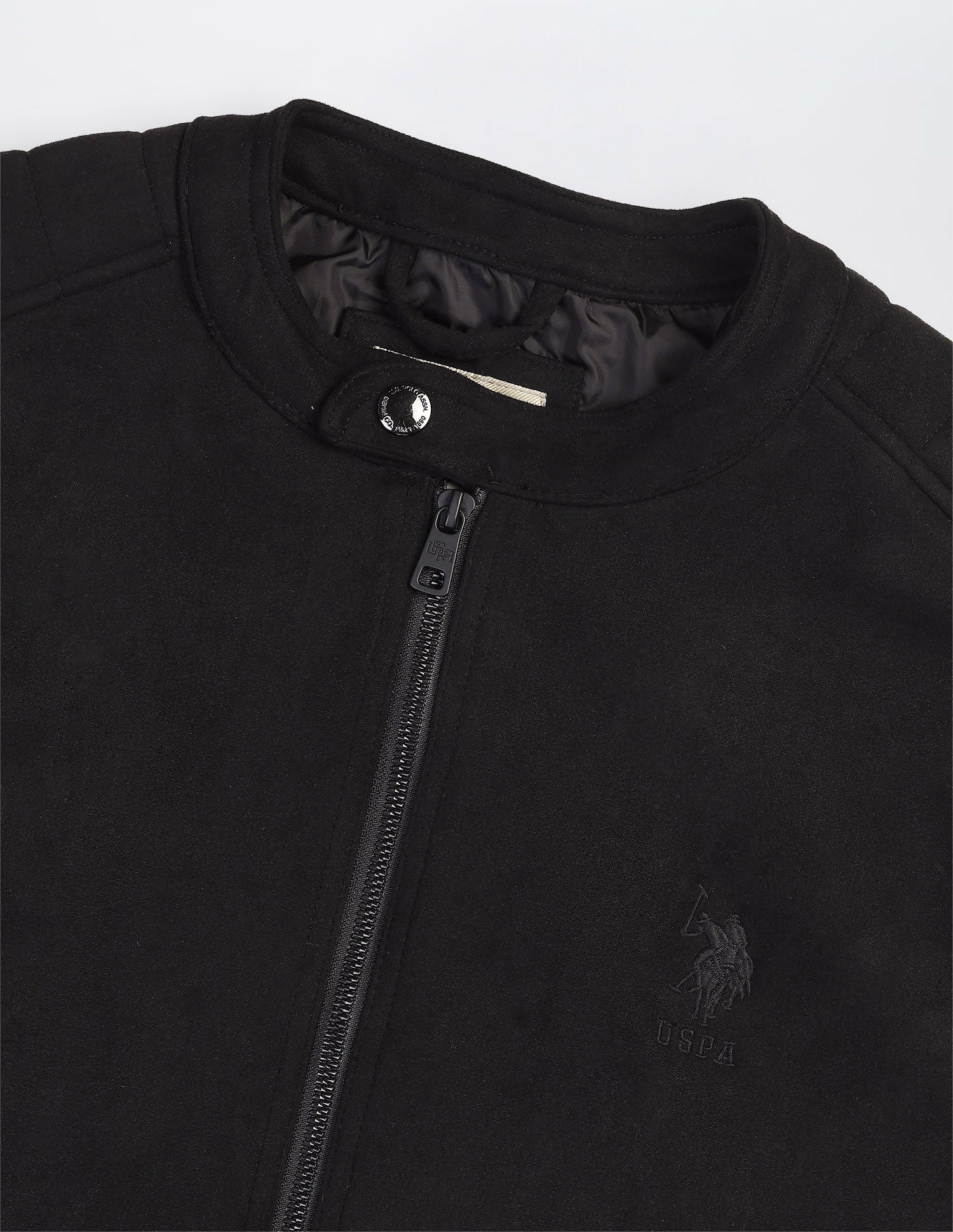 Solid Regular Fit Biker Jacket Black - U.S. Polo Assn. India | Large