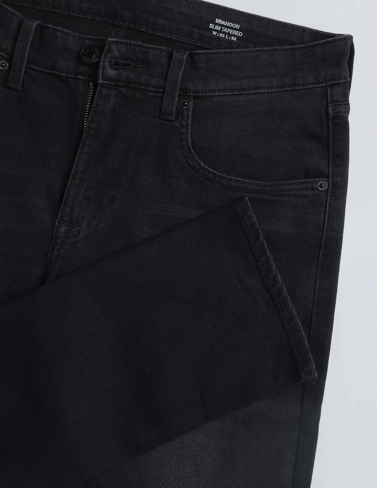 Brandon Slim Tapered Fit Whiskered Jeans Black - U.S. POLO ASSN. | Large