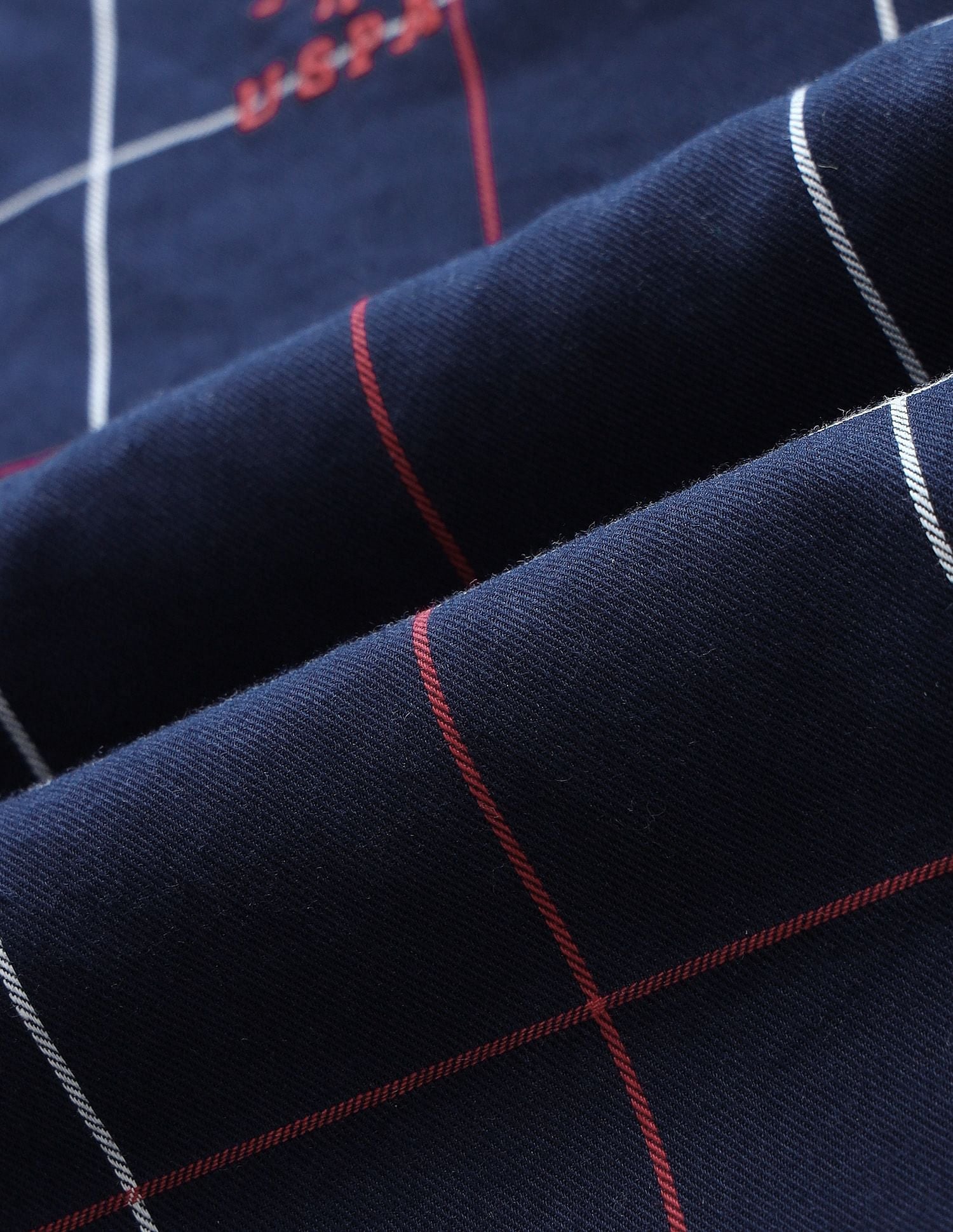 Boys Windowpane Checked Regular Fit Shirt Navy - U.S. POLO ASSN. | Large