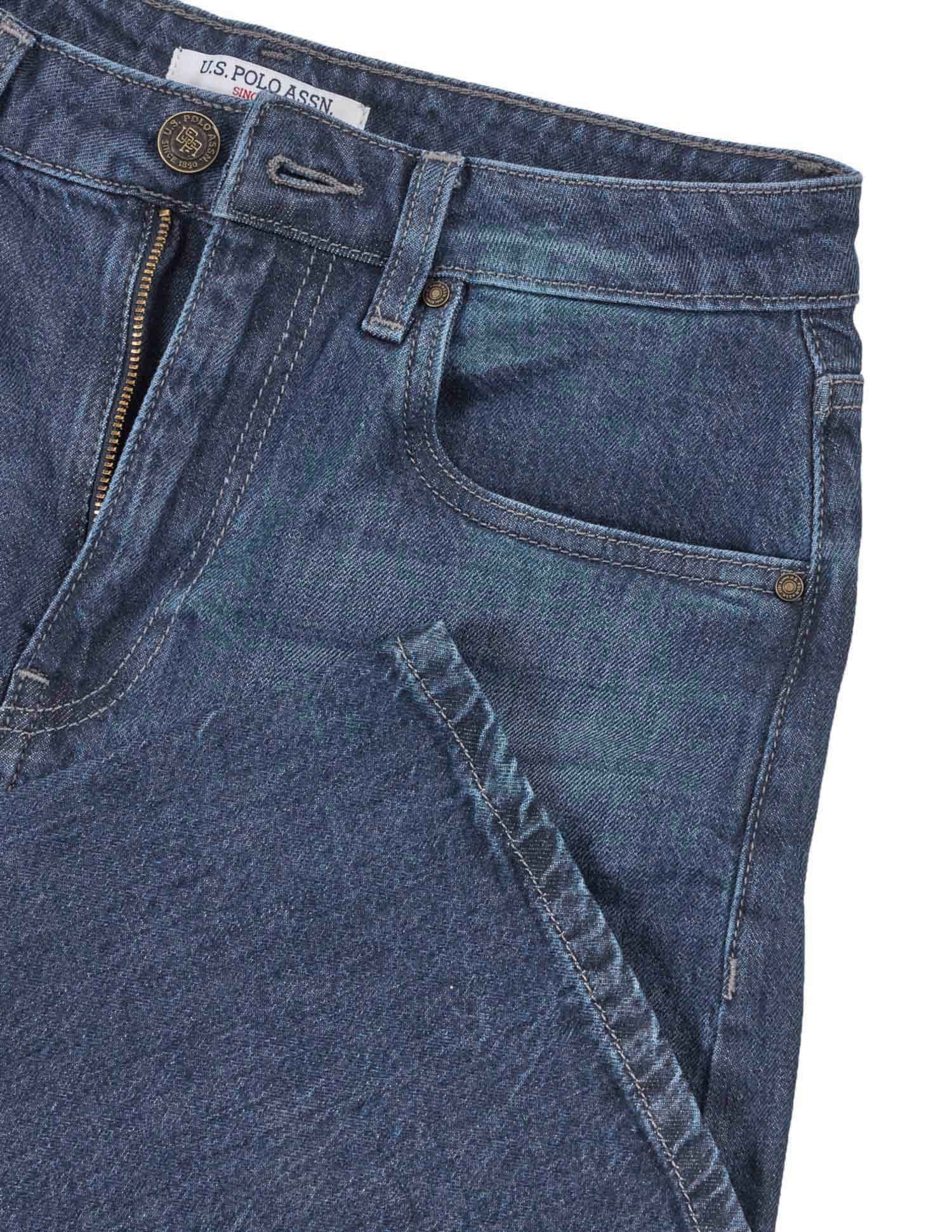 High Rise Wide Leg Comfort Stretch Jeans Dark Blue - U.S. Polo Assn. India | Large