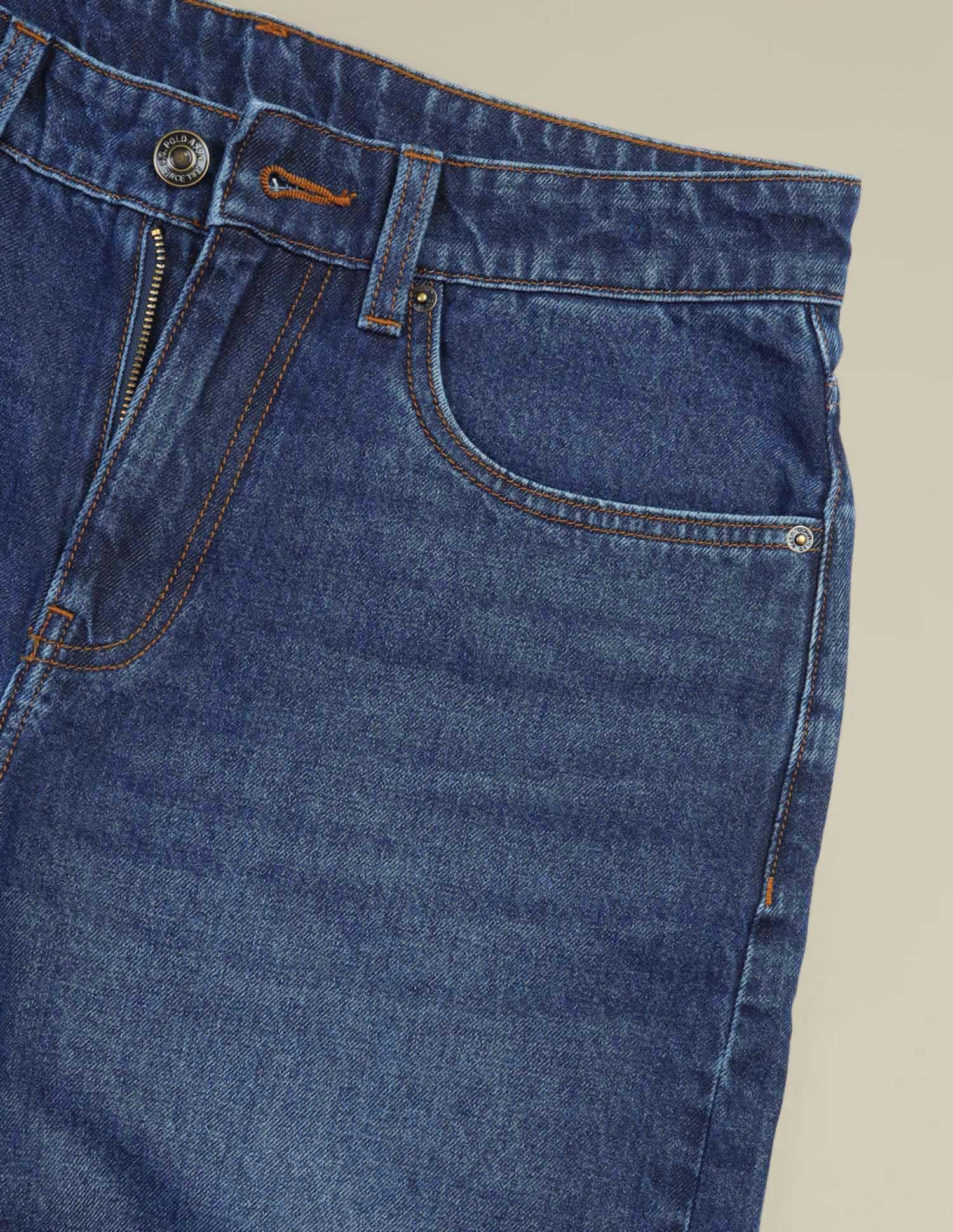 Mid Rise Solid Denim Shorts Dark Blue - U.S. POLO ASSN. | Large