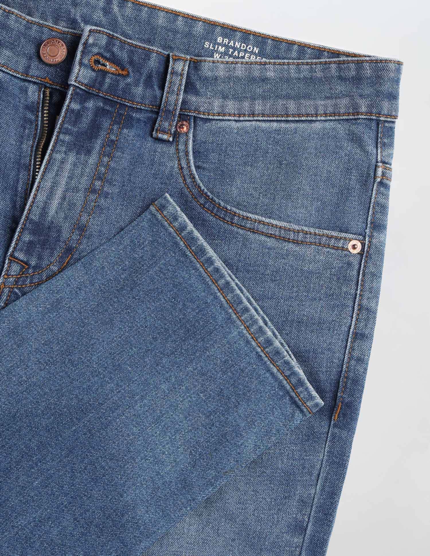 Brandon Slim Tapered Fit Blue Jeans Medium Indigo - U.S. POLO ASSN. | Large