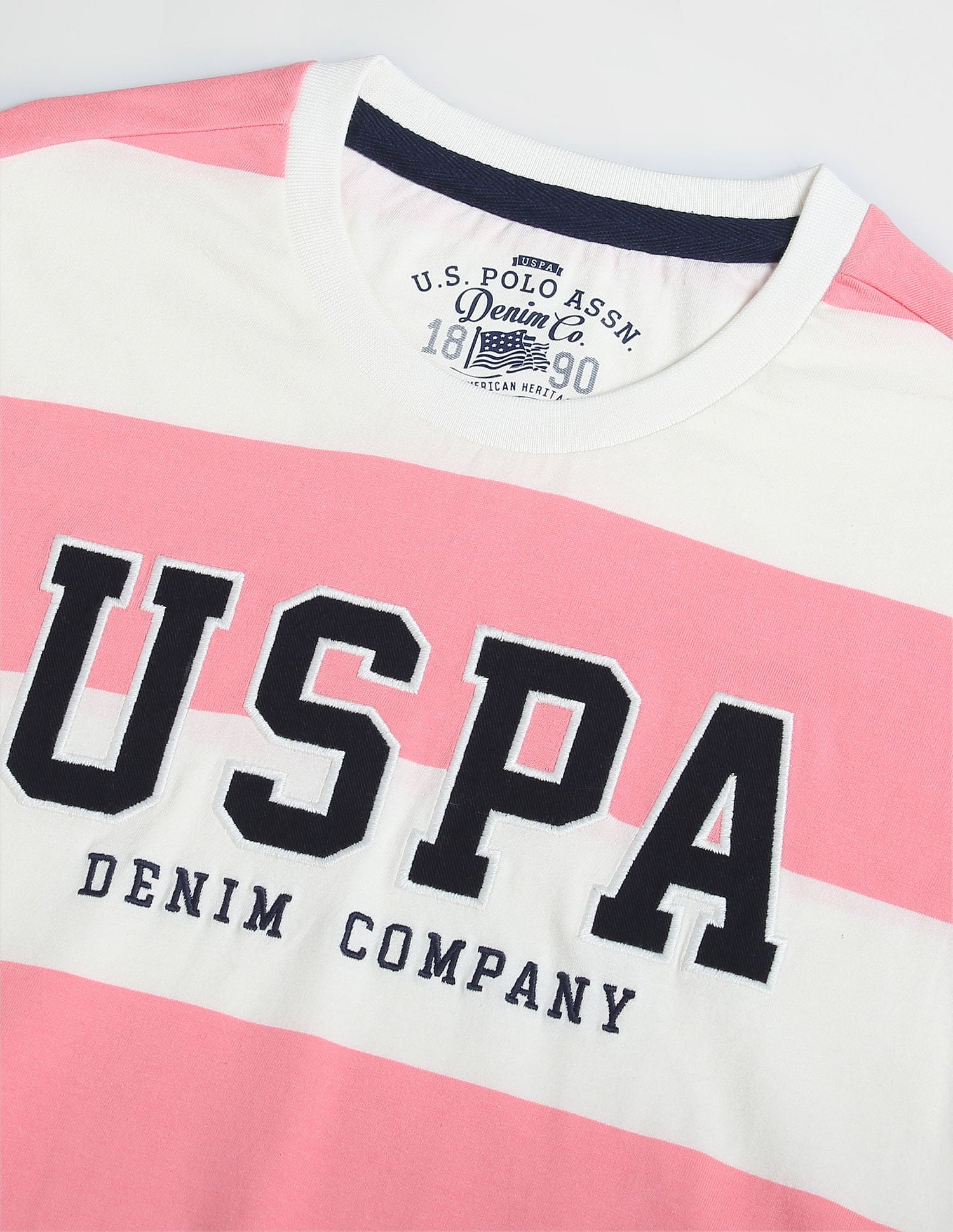 Horizontal Stripe Relaxed T-Shirt Pink - U.S. POLO ASSN. | Large