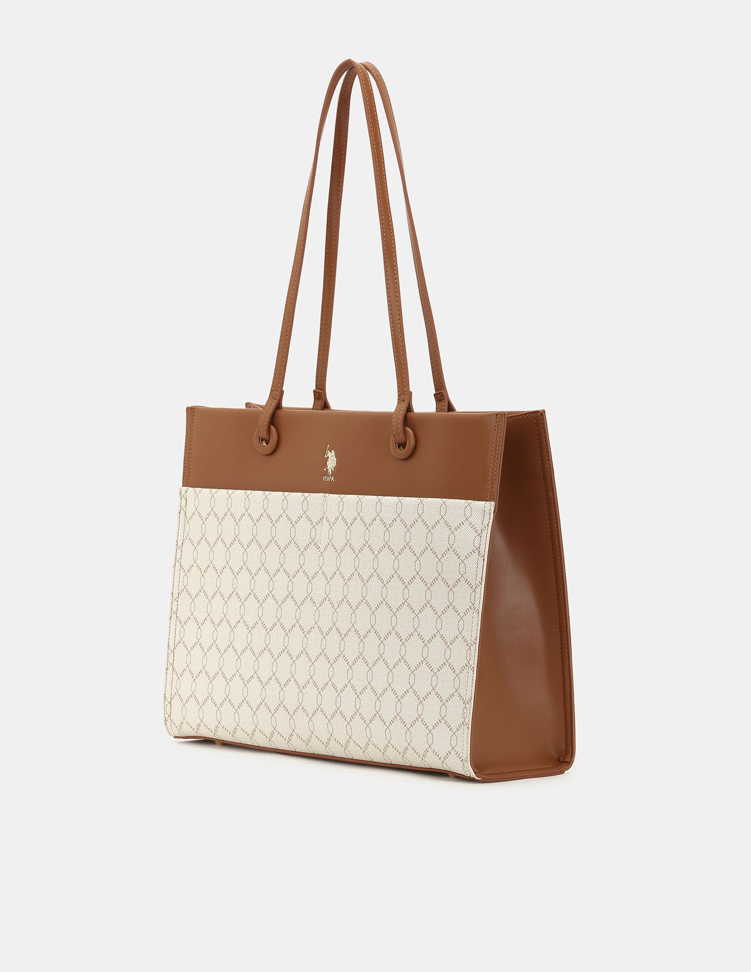 Women Bria Tote Bag with Monogram Print Beige - U.S. POLO ASSN. | Large