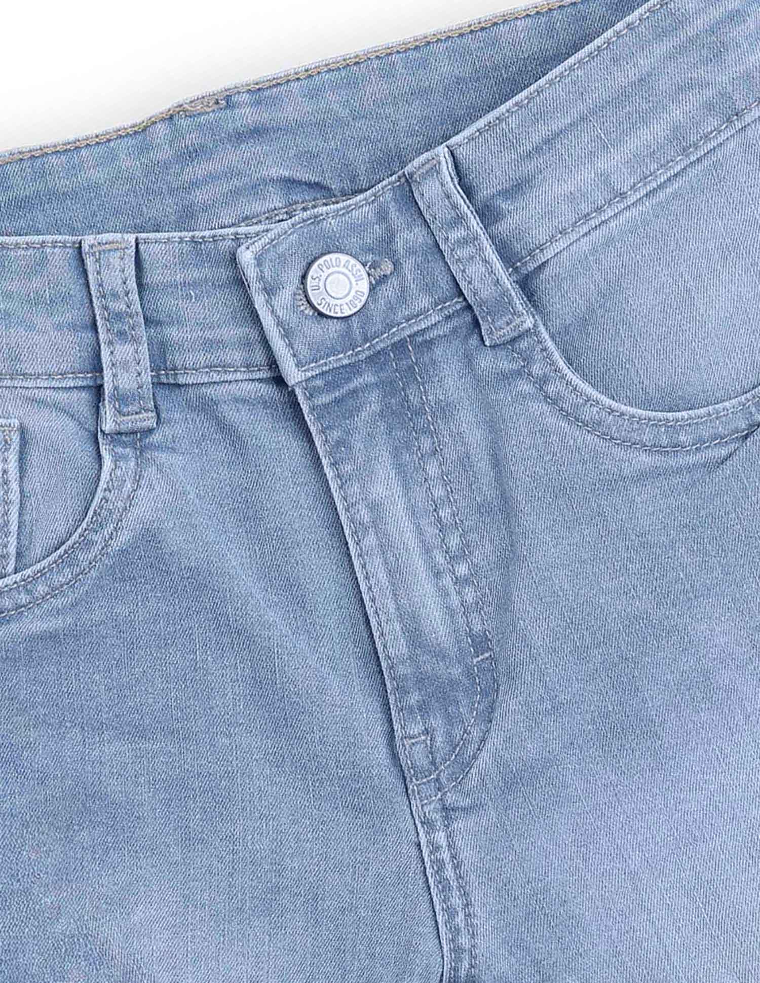 Boys Relaxed Fit Denim Shorts Light Blue - U.S. POLO ASSN. | Large