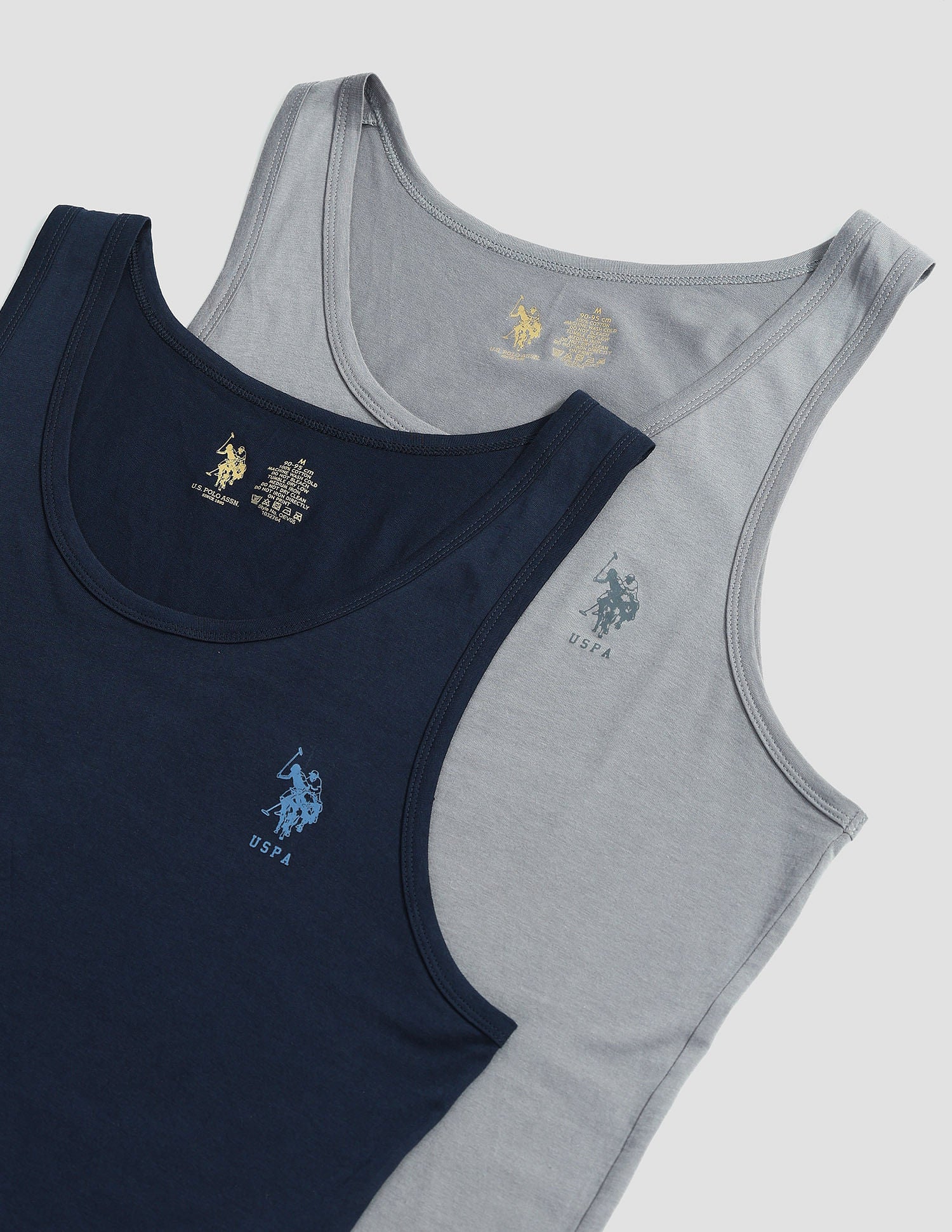 Solid Cotton OEV05 Vest - Pack Of 2 Grey and Navy - U.S. POLO ASSN. | Large