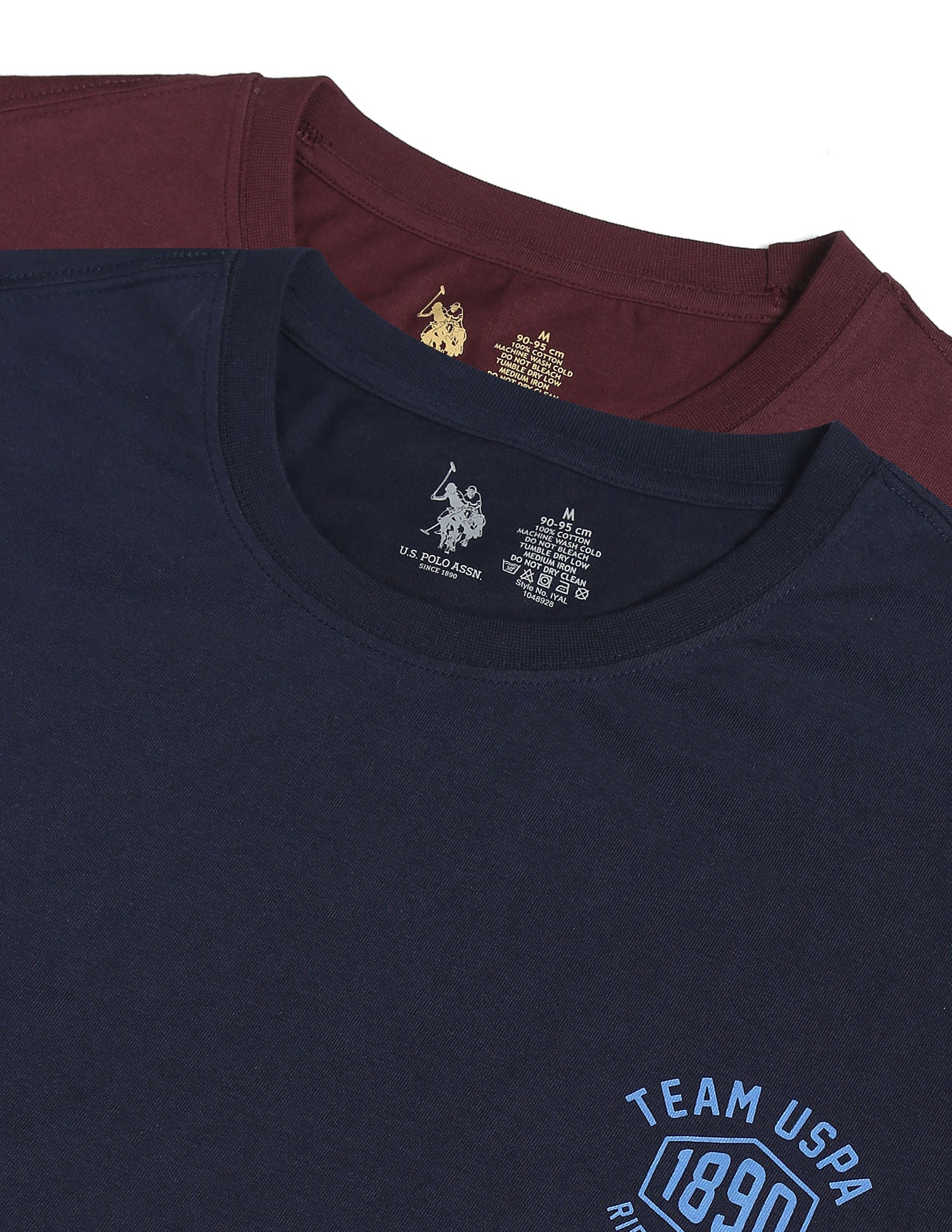 Tonal Logo Cotton IYAL Lounge T-Shirt - Pack Of 2 Maroon and Navy - U.S. POLO ASSN. | Large