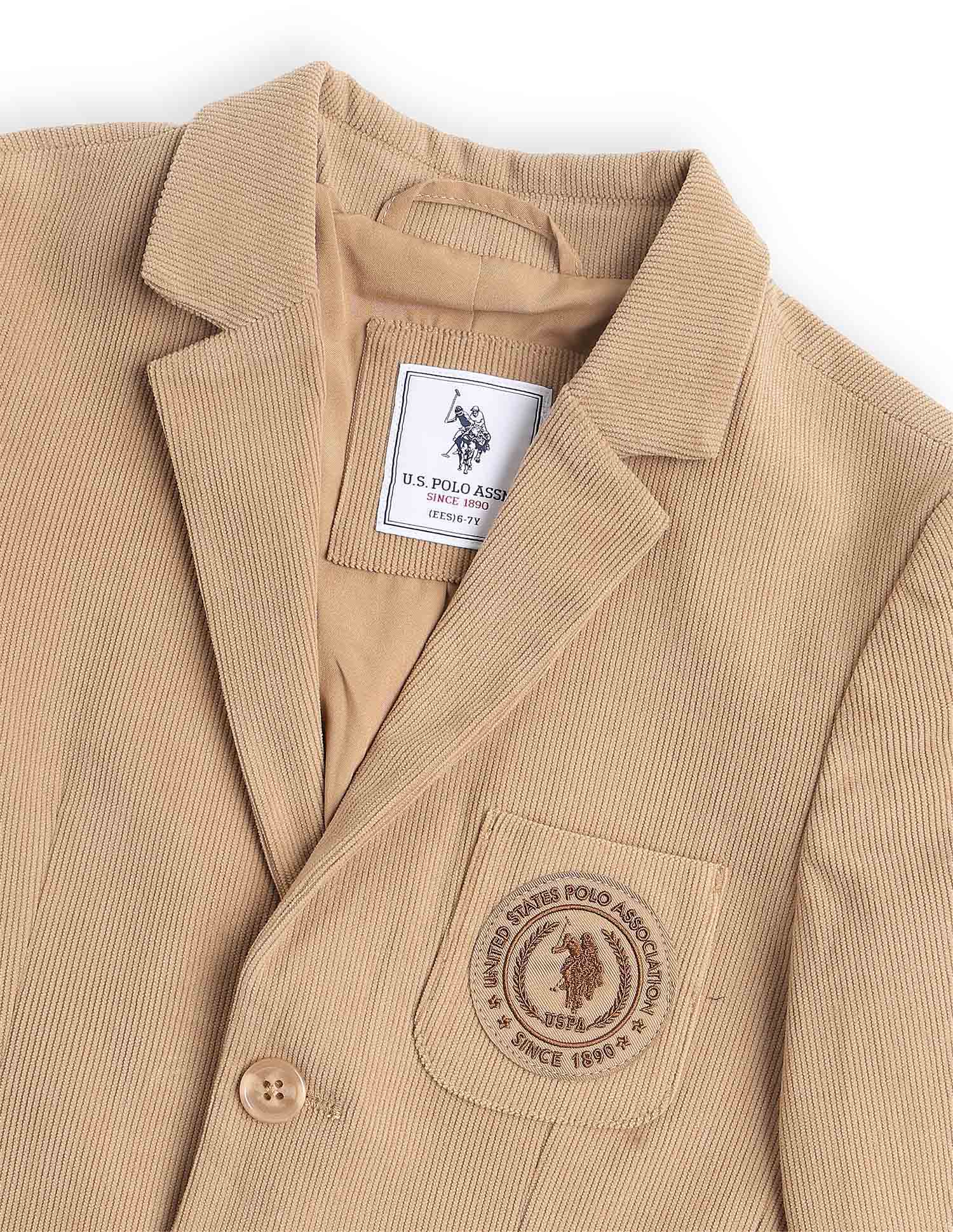 Boys Solid Regular Fit Blazer Khaki - U.S. POLO ASSN. | Large