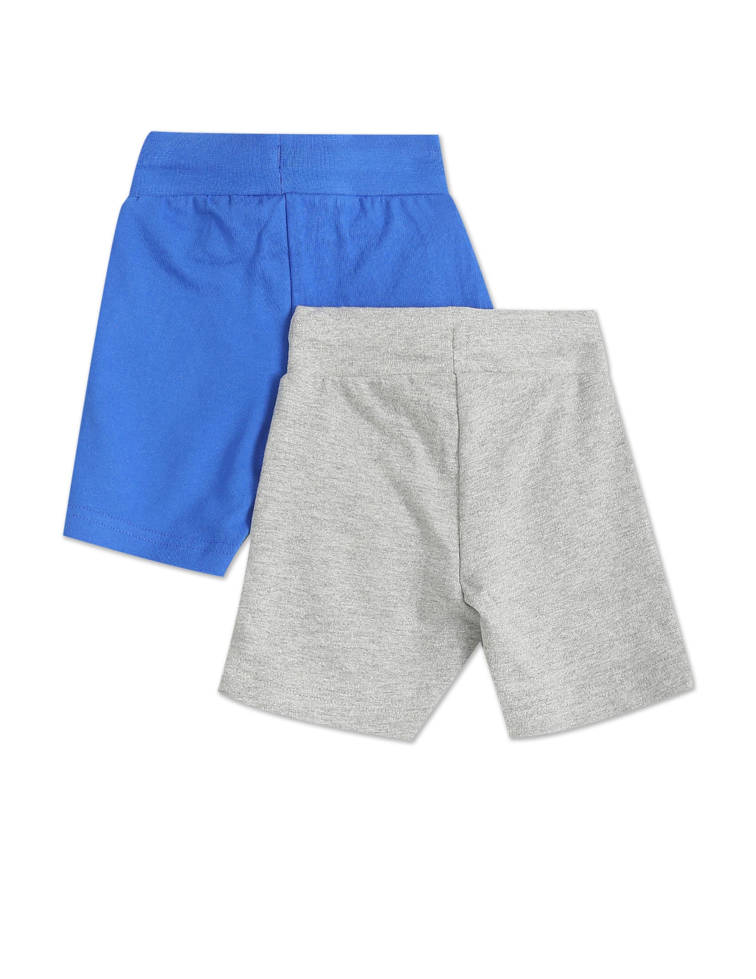 Boys Assorted Mid Rise Knit Shorts - Pack Of 2 Grey and Blue - U.S. Polo Assn. India | Large